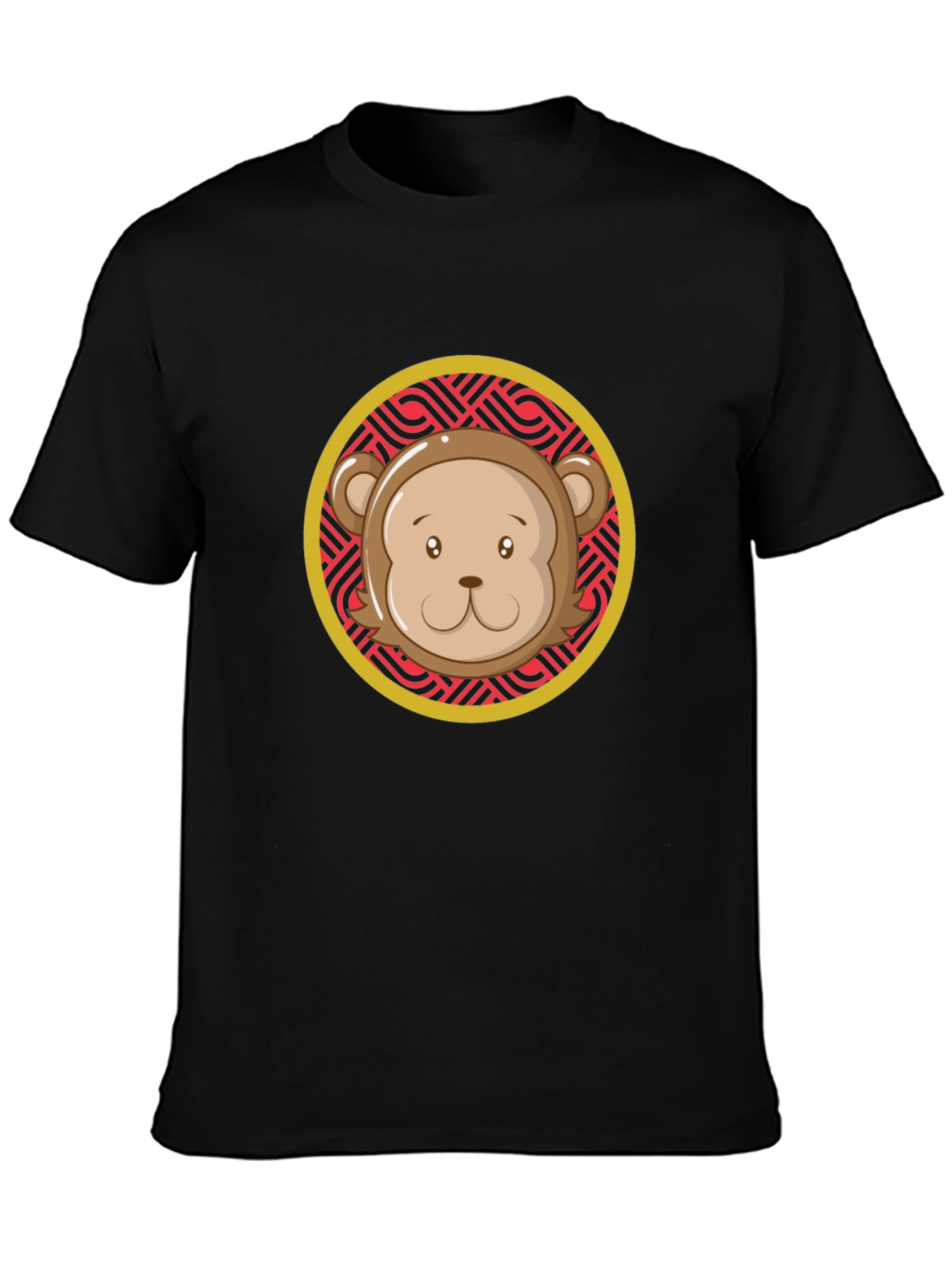 Black Monkey Face Graphic Tee - Black Crew Neck view 3