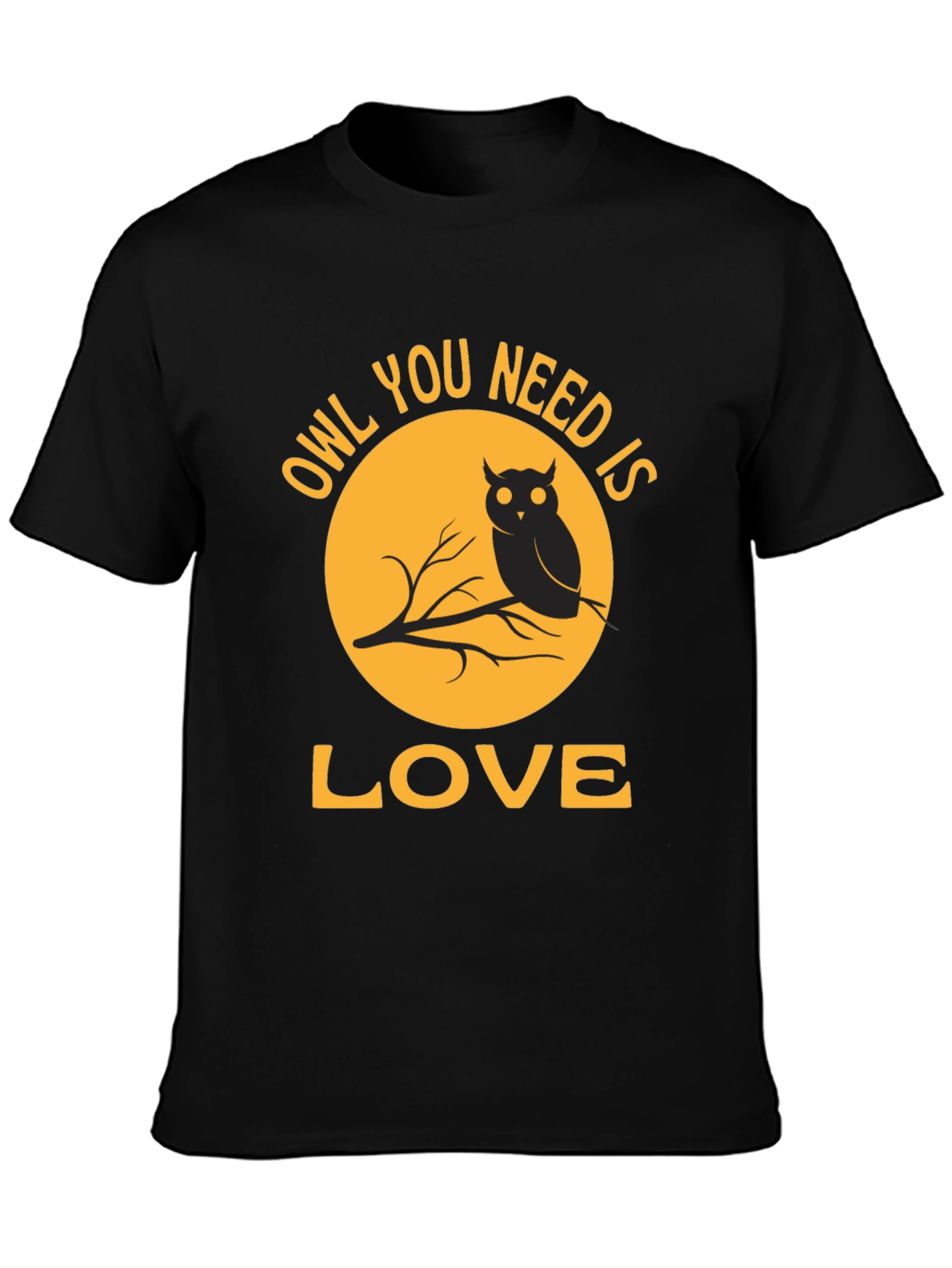 Black Owl You Need Is Love T-Shirt - Black view 3
