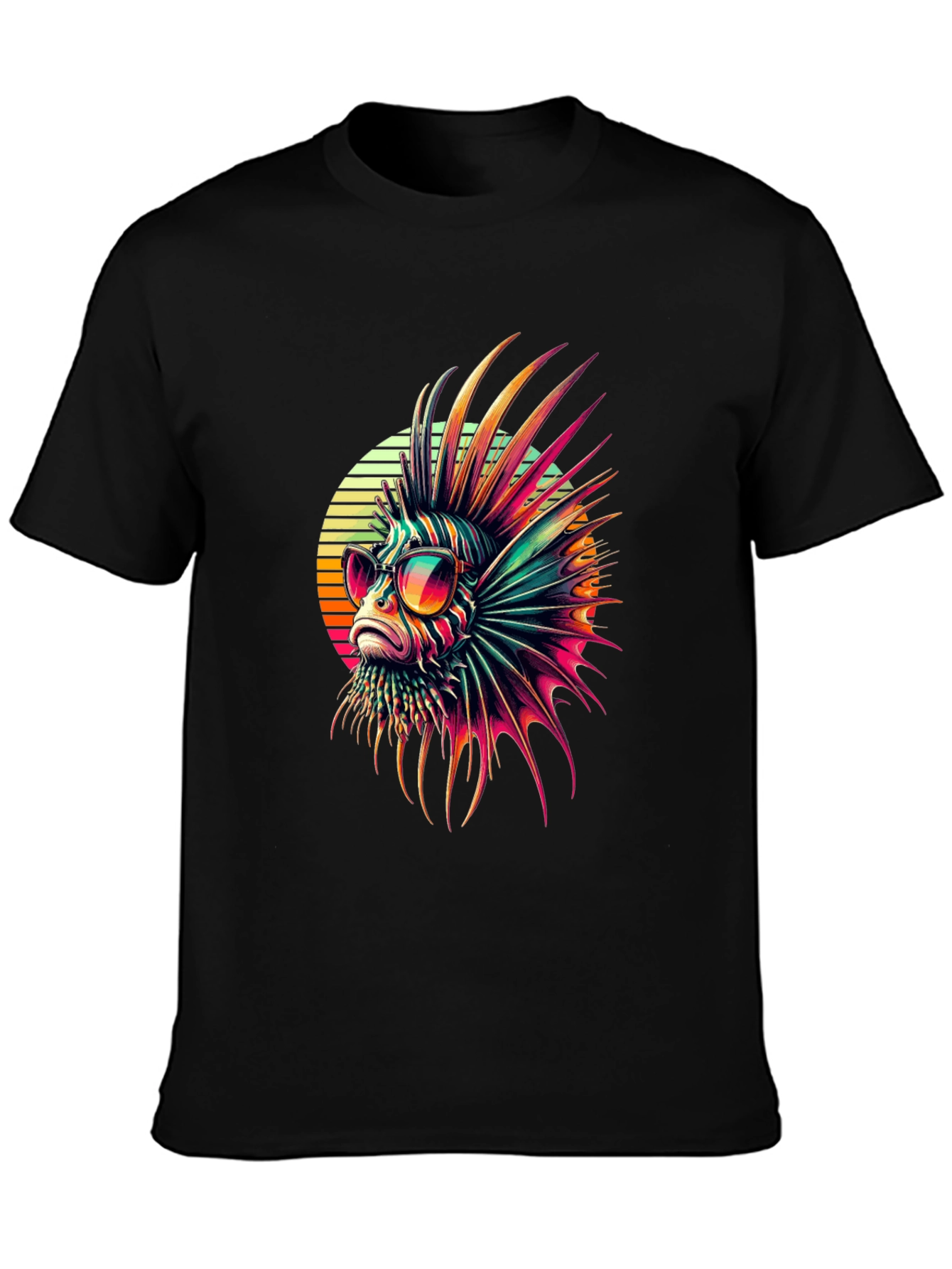 Black Cool Lionfish T-Shirt view 3
