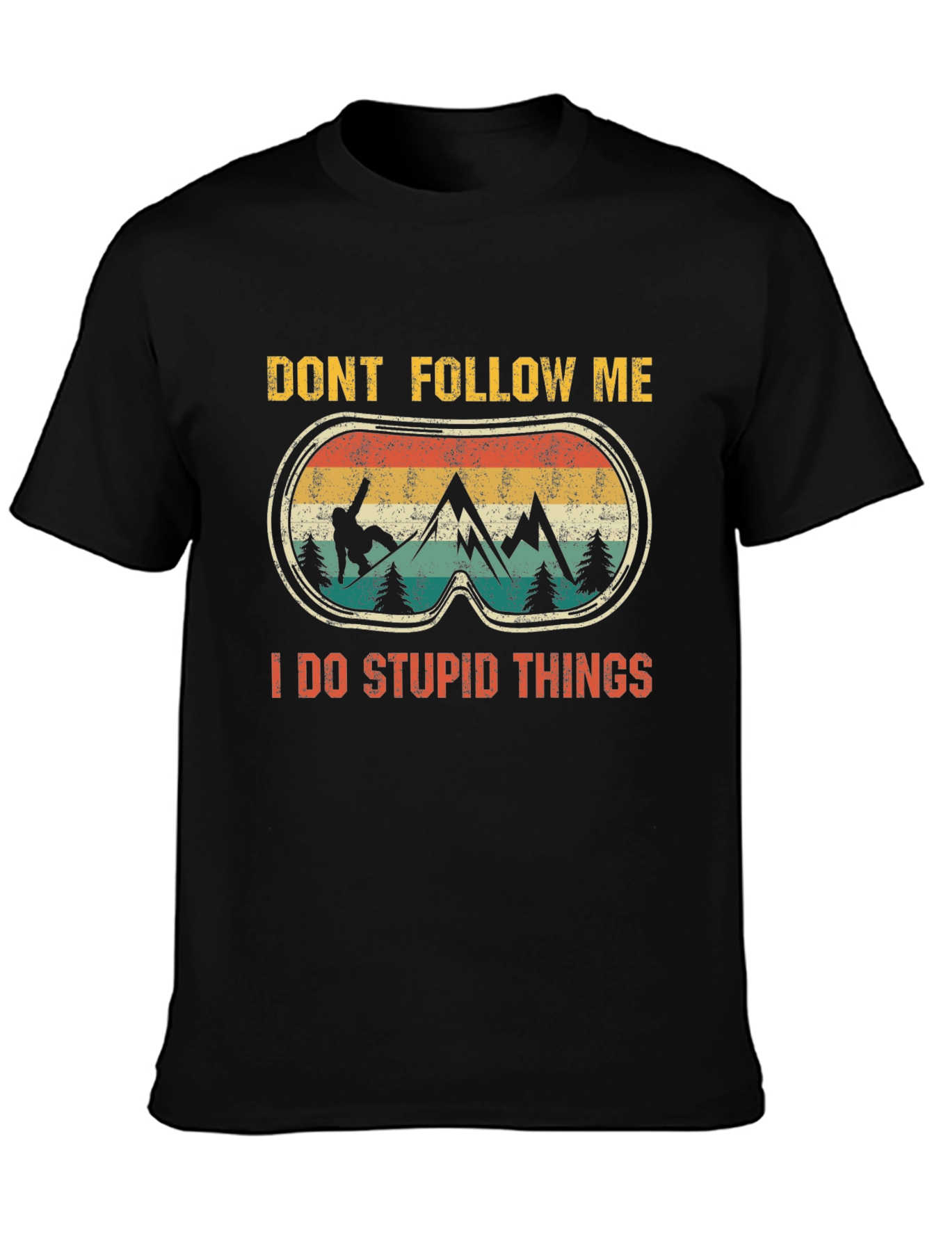 Black Don't Follow Me T-Shirt Funny Snowboarding Graphic Tee view 3