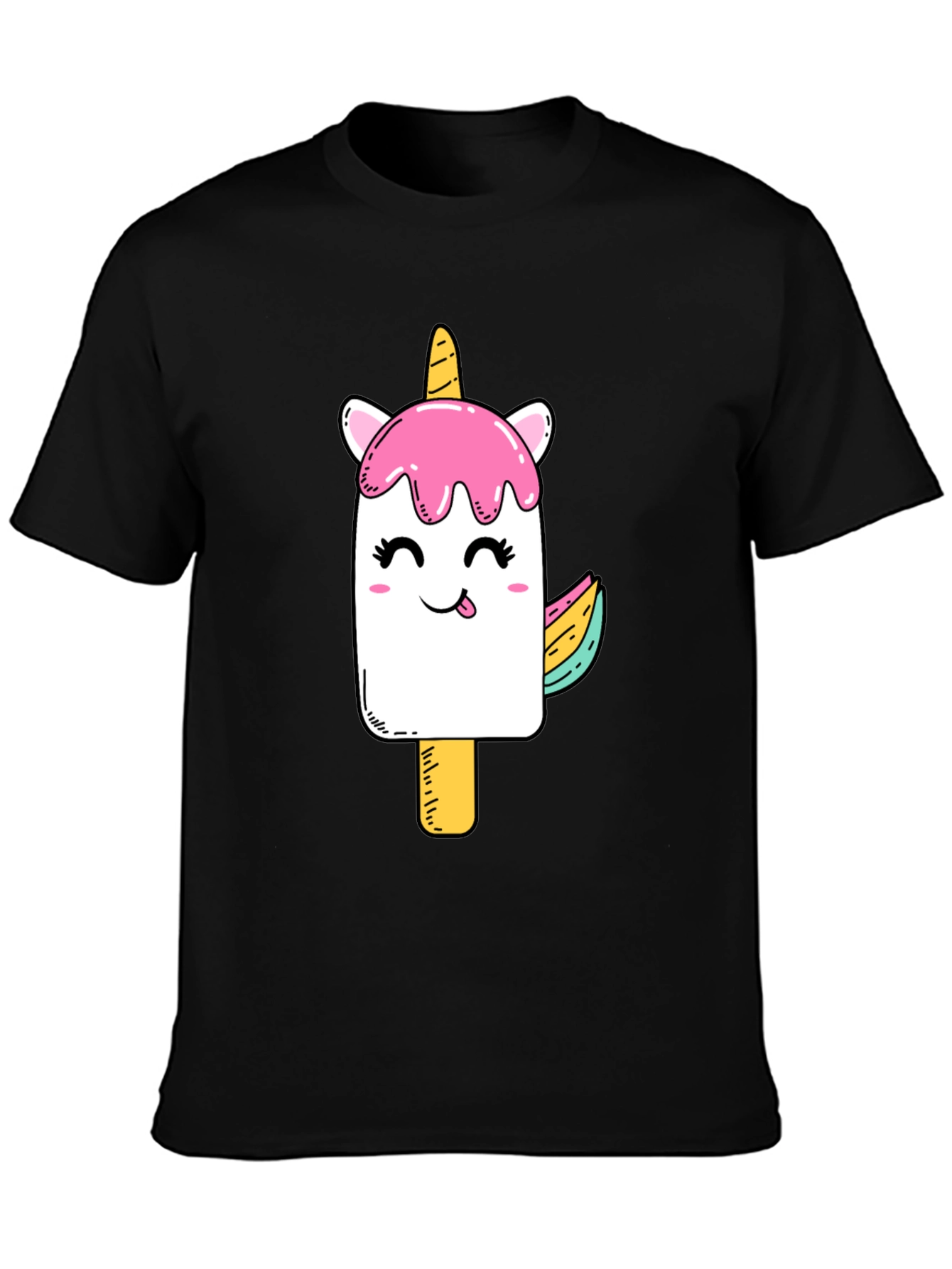 Black Unicorn Popsicle Graphic Black T-Shirt view 3