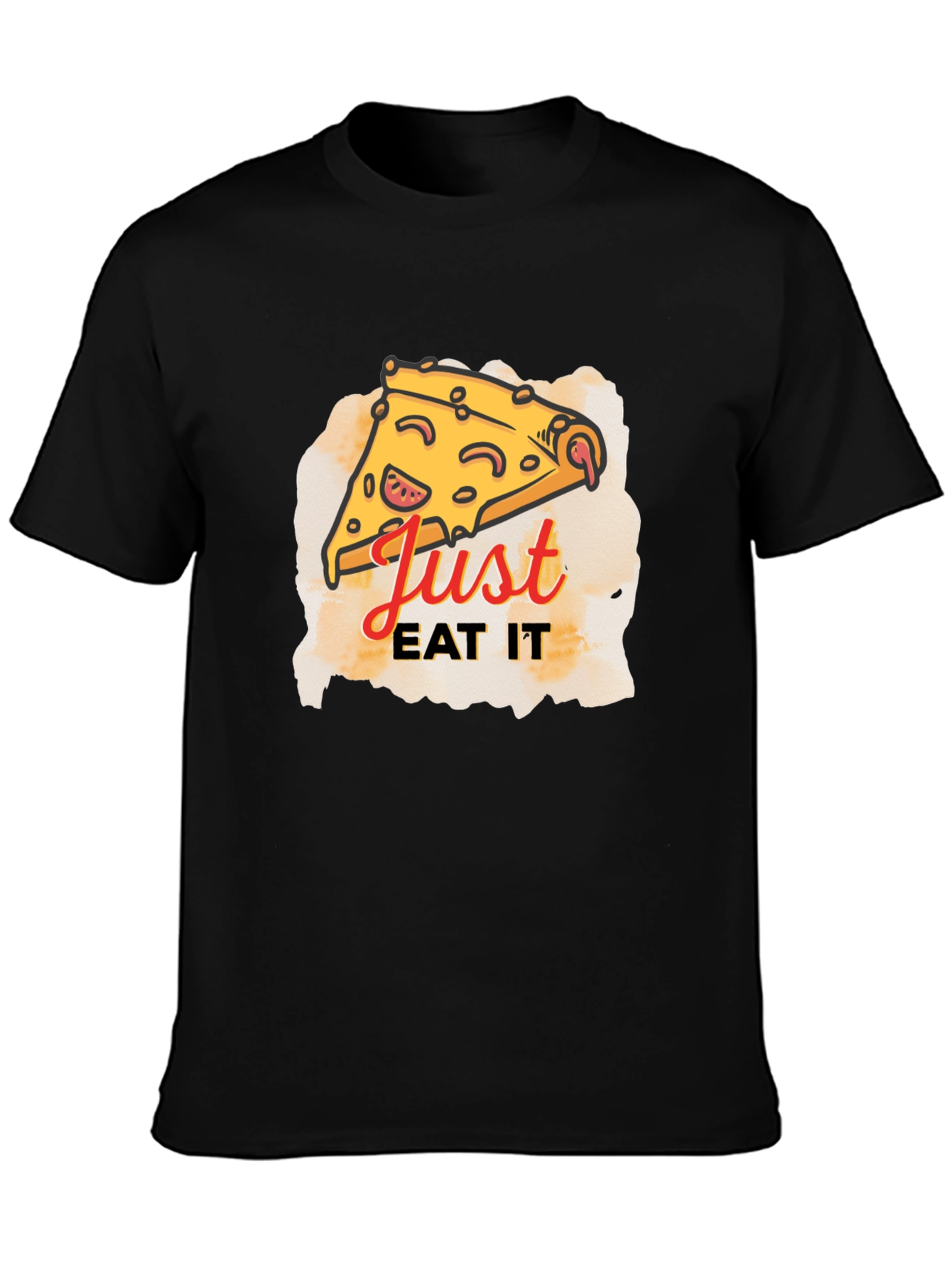 Black Just Eat It Pizza Graphic Tee - Black T-Shirt view 3
