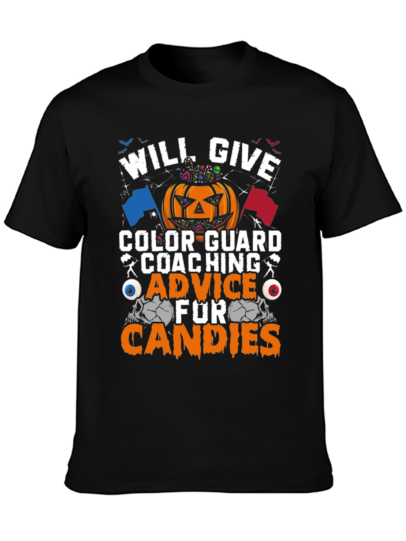 Black Halloween Color Guard Coaching T-Shirt view 3