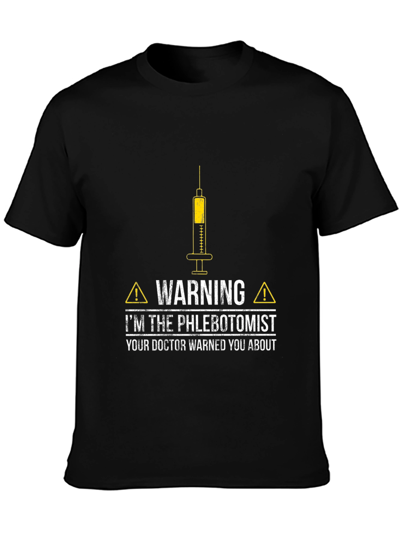 Black Phlebotomist Warning Graphic T-Shirt - Black view 3
