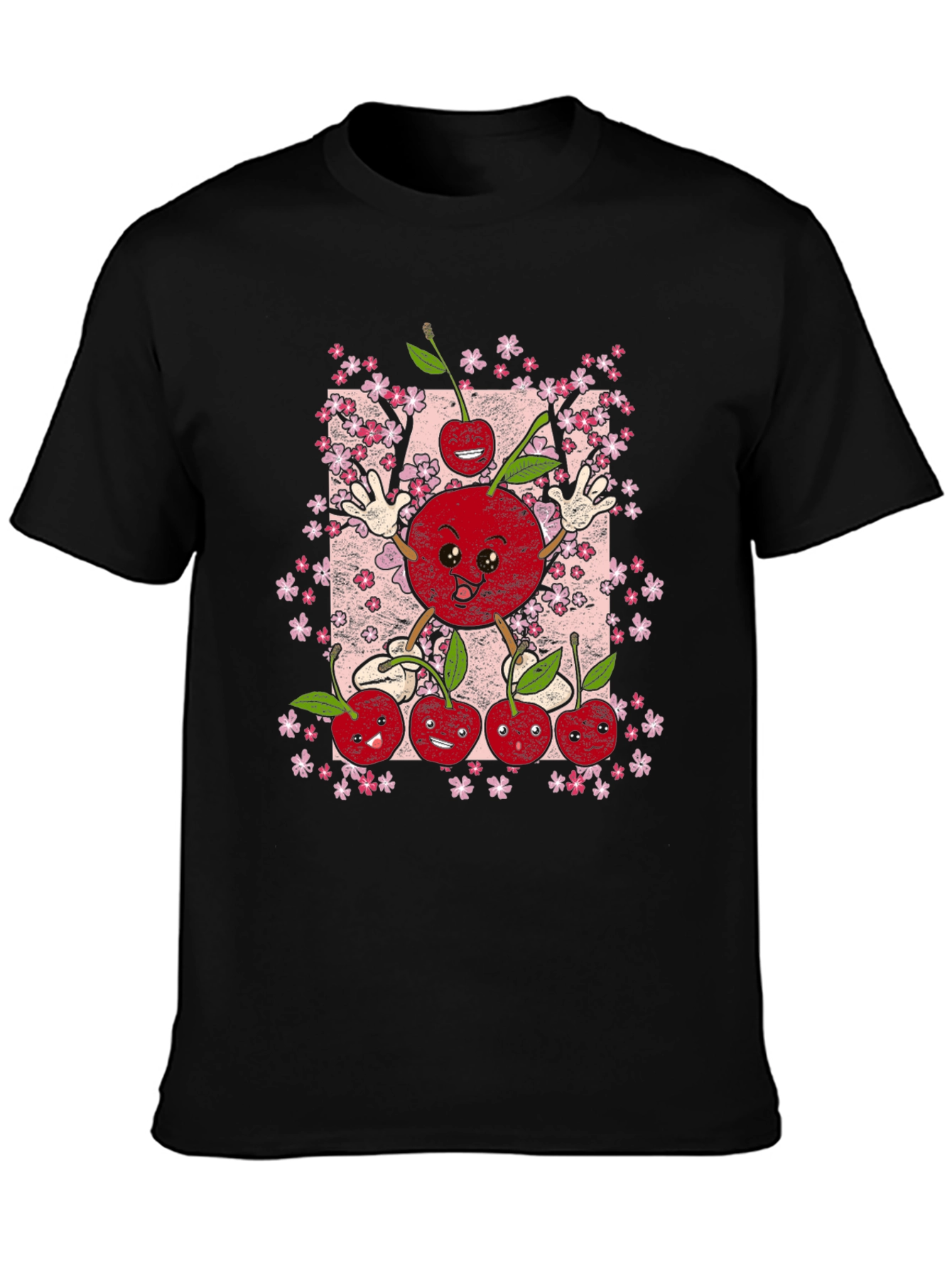 Black Cherry Blossom T-Shirt - Cute Fruit Graphic Tee view 3