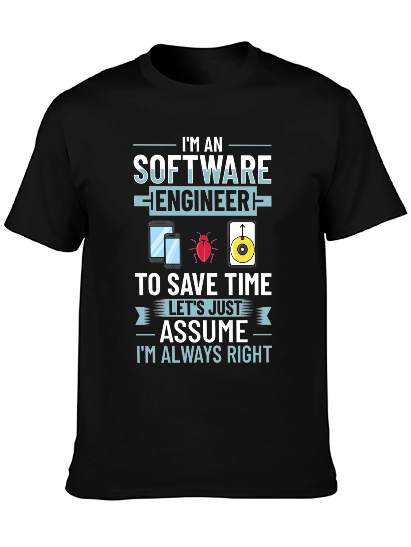 Black Software Engineer Novelty Graphic T-Shirt view 3