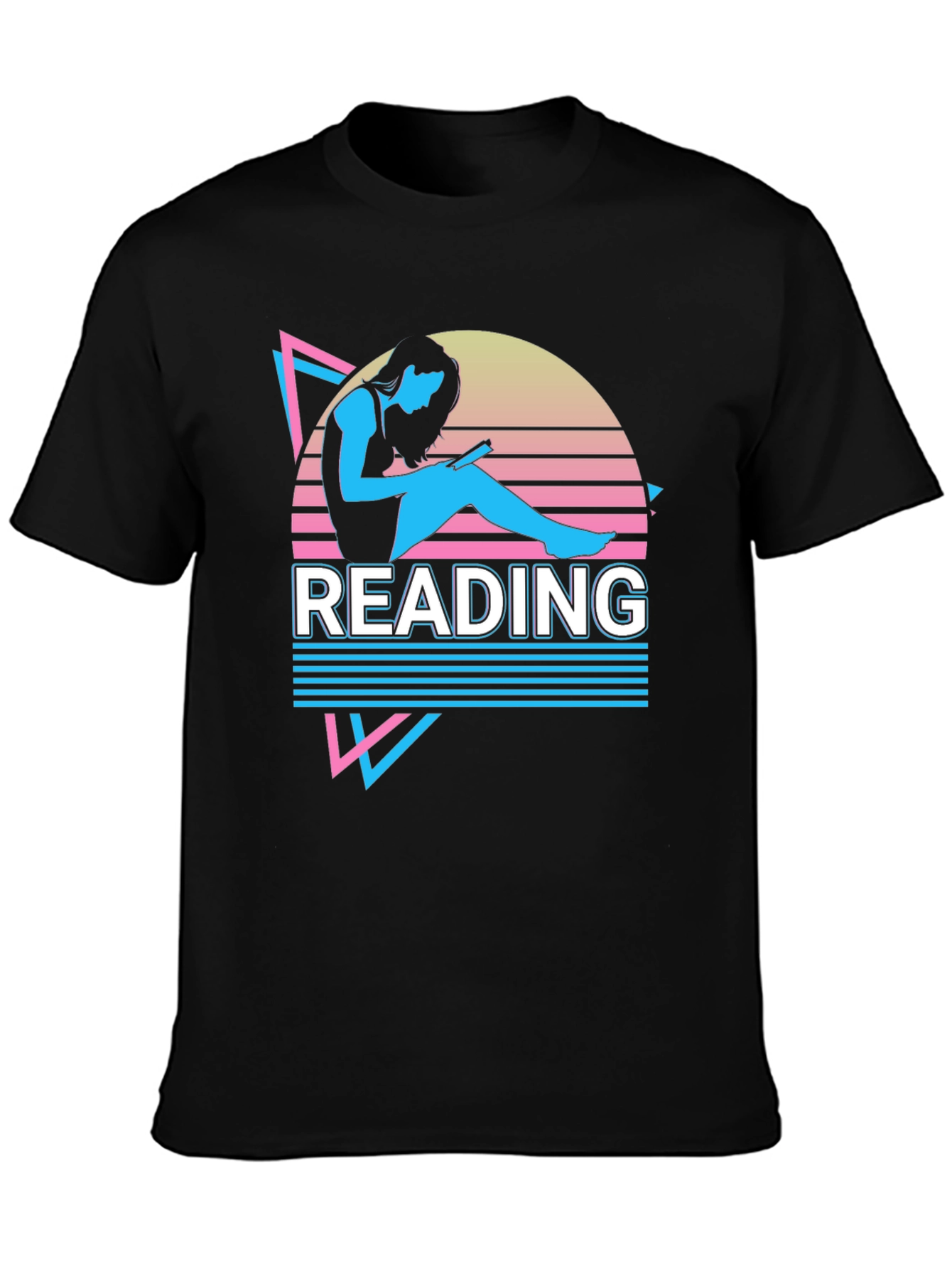 Black Retro Reading T-Shirt - 80s Style Reader Tee view 3