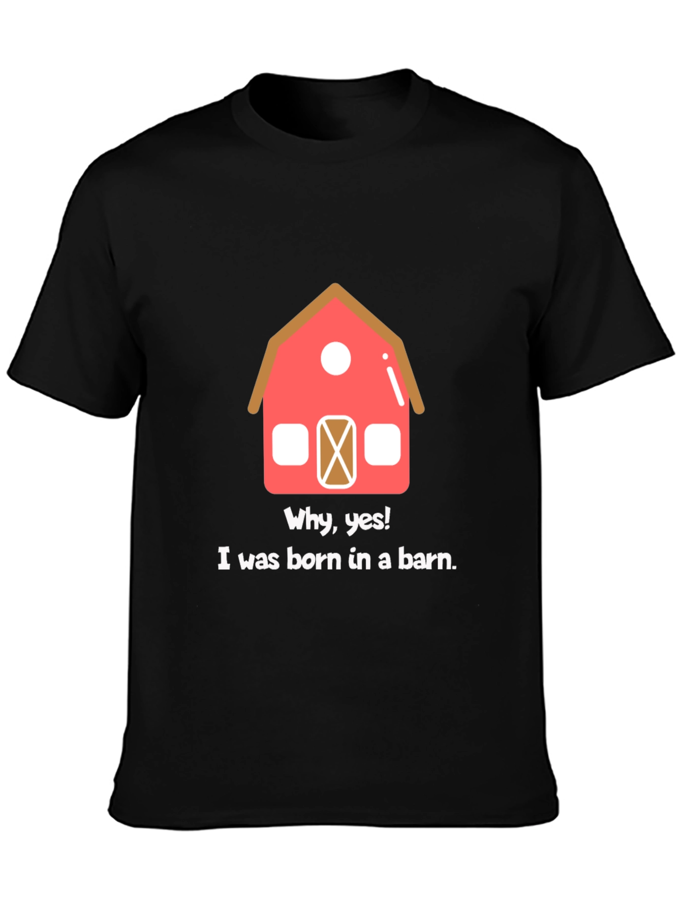 Black Born in a Barn Funny Graphic T-Shirt view 3