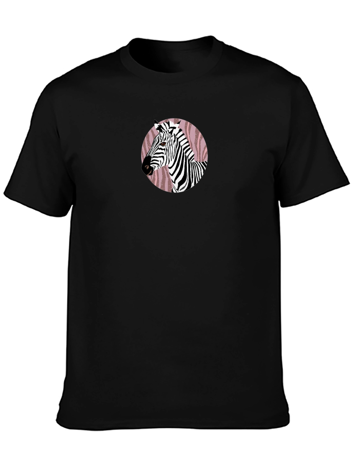 Black Zebra Graphic Print Crew Neck T-Shirt view 3