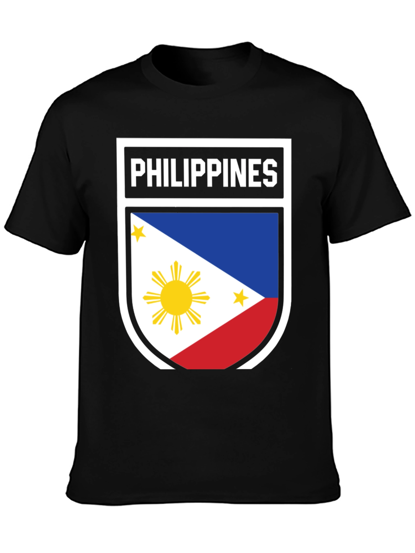 Black Philippines Flag Shield T-Shirt - Patriotic Filipino Pride view 3