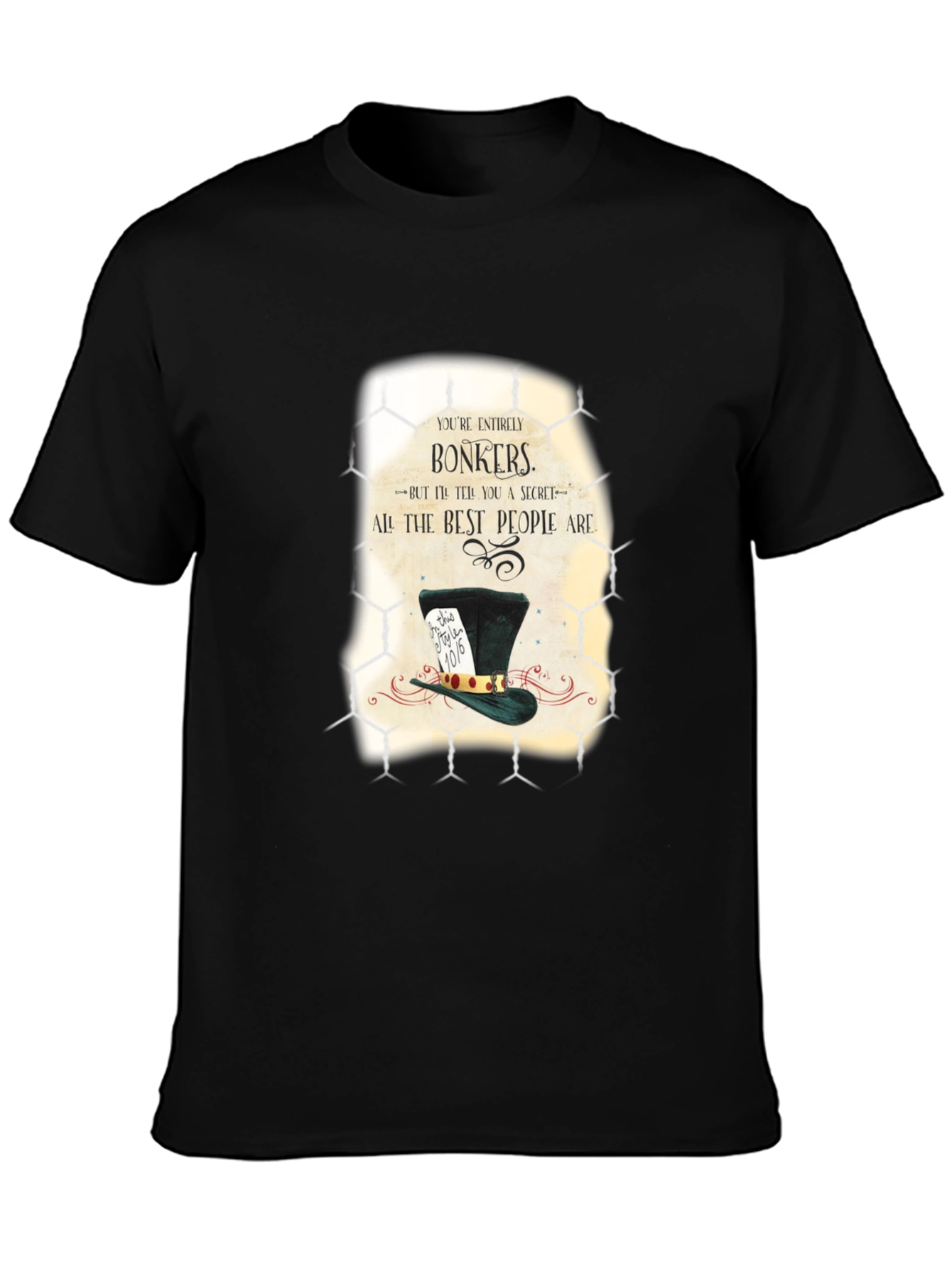 Black Alice in Wonderland Bonkers Graphic T-Shirt view 3