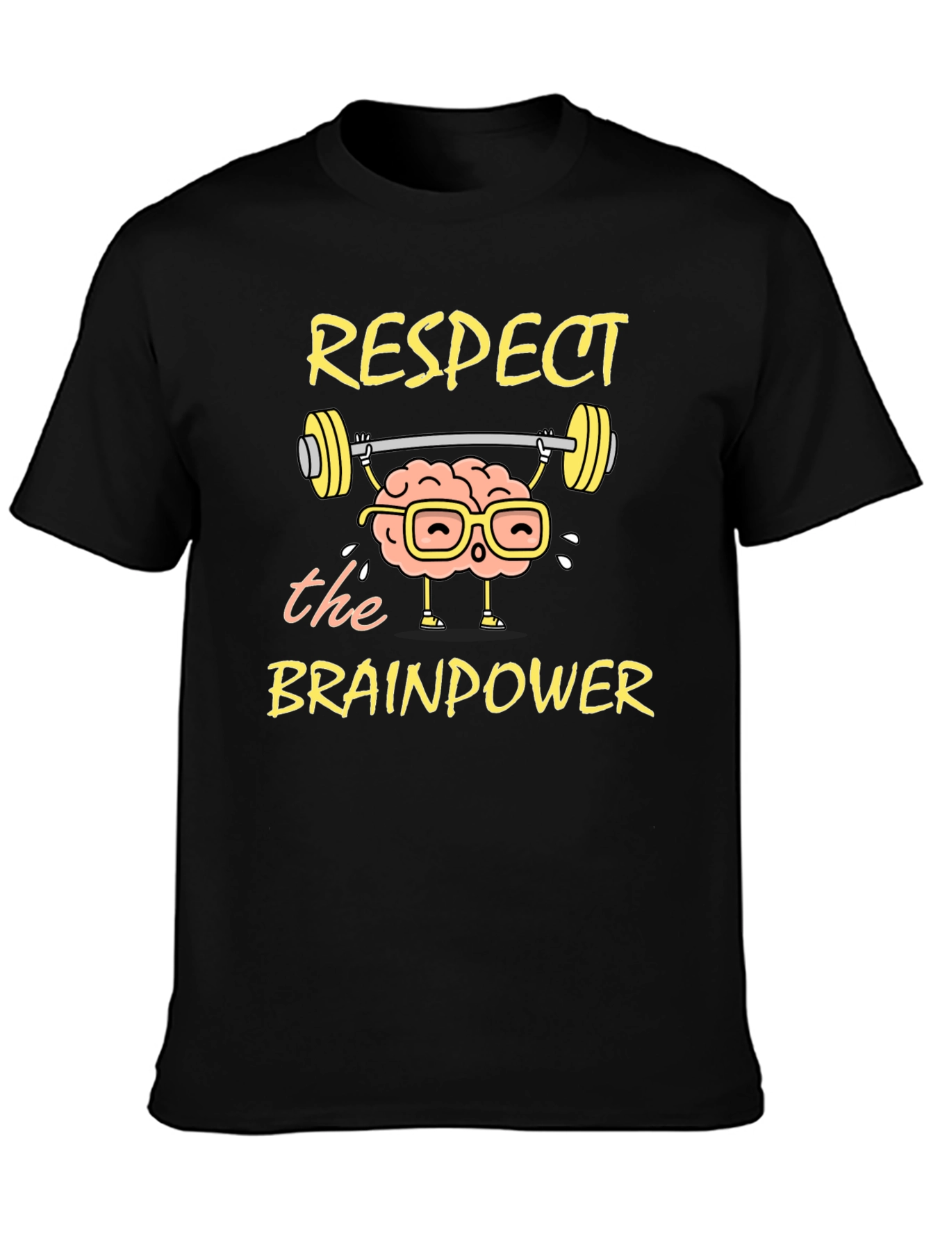 Black Respect the Brainpower T-Shirt - Smart & Funny Tee view 3