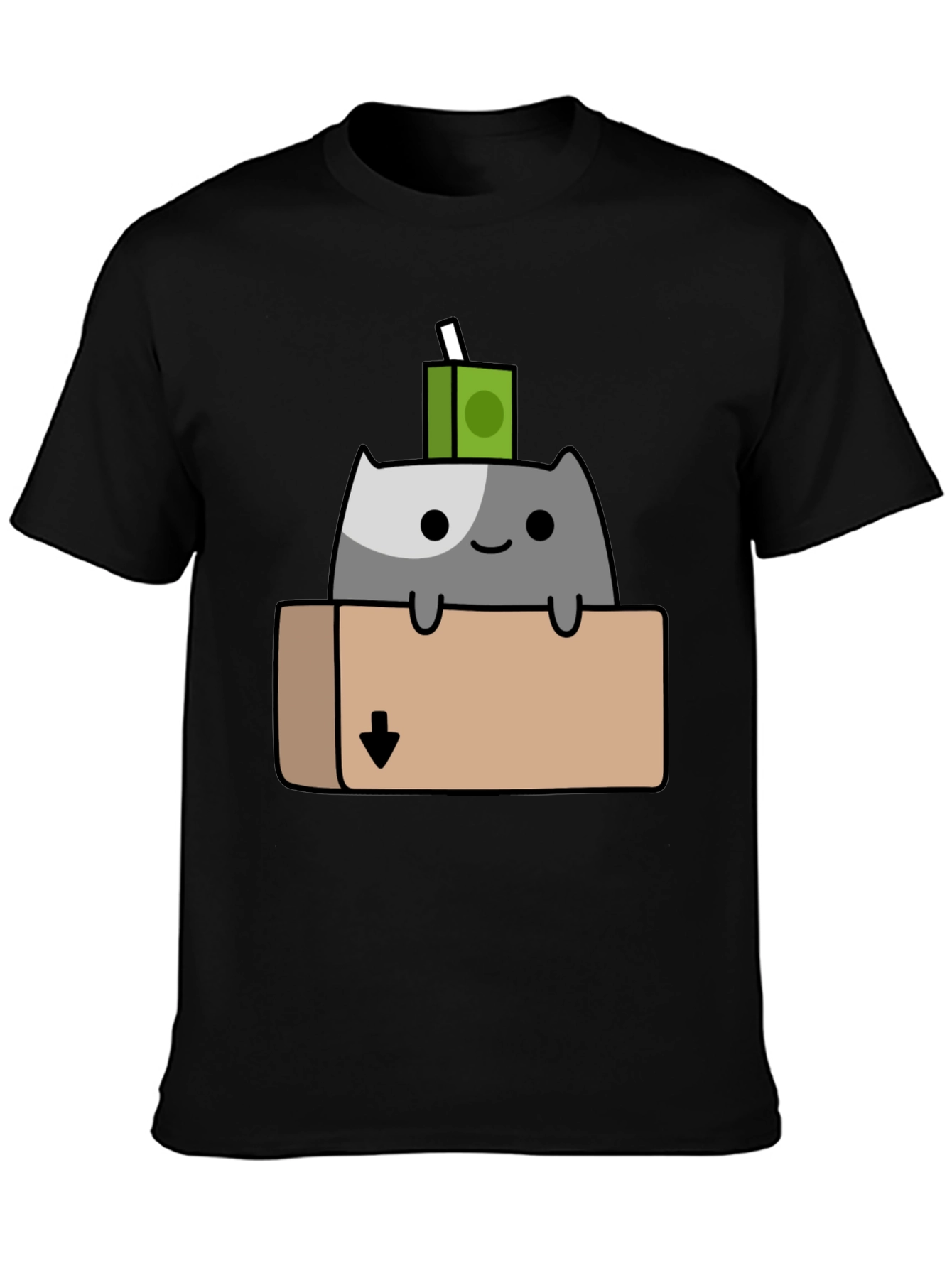 Black Cat in Box T-Shirt - Quirky Cartoon Design view 3