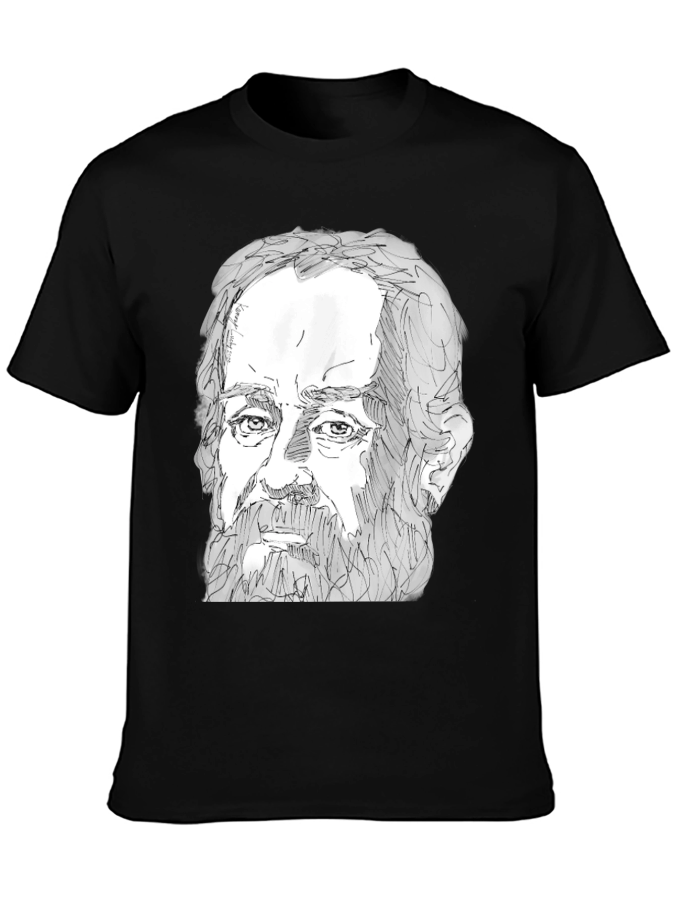 Black Sketch Portrait Black T-Shirt view 3