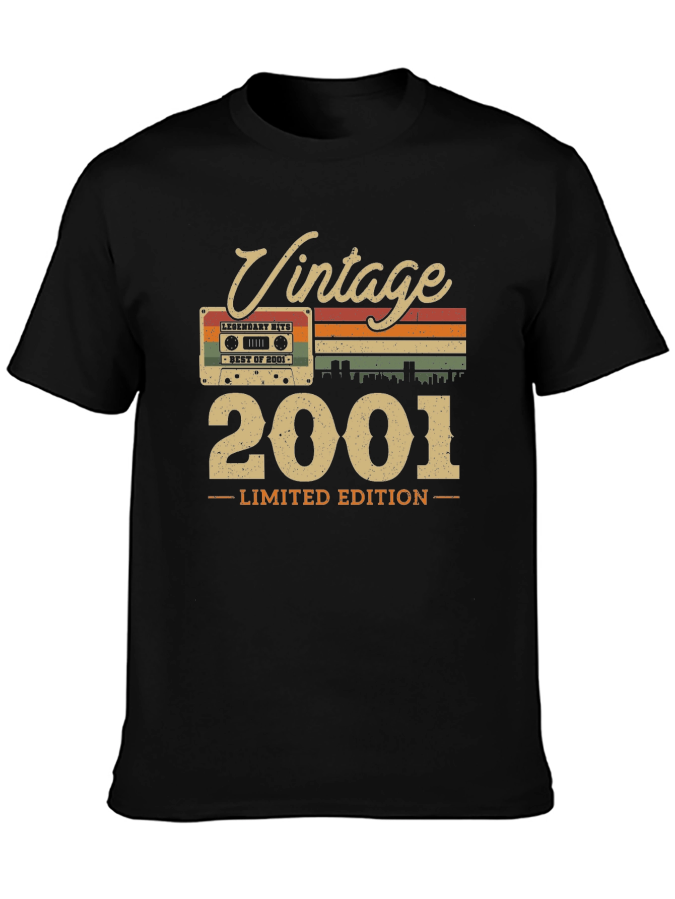 Black Vintage 2001 Limited Edition Cassette Tape T-Shirt view 3