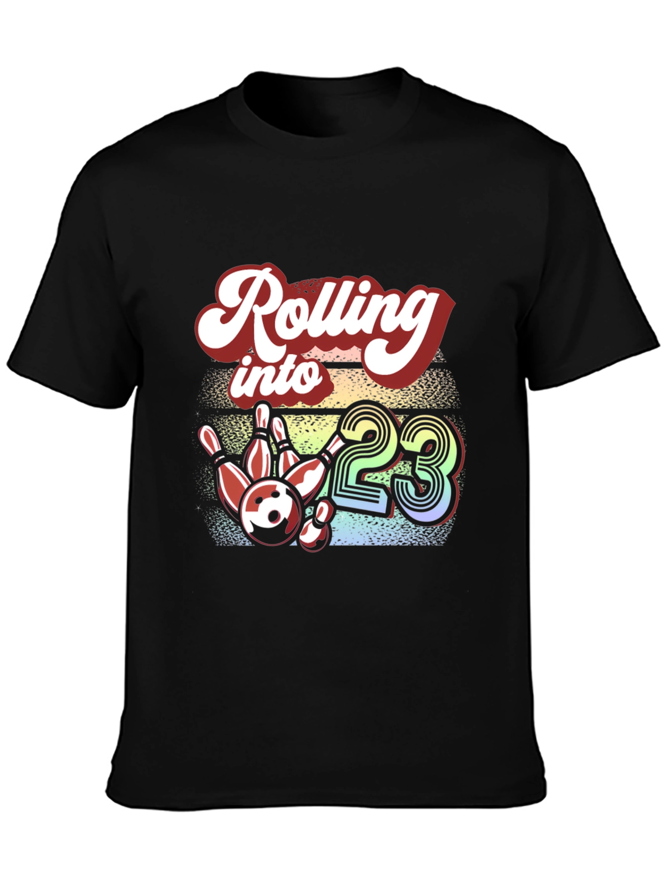Black Rolling into 23 Bowling Graphic Tee view 3