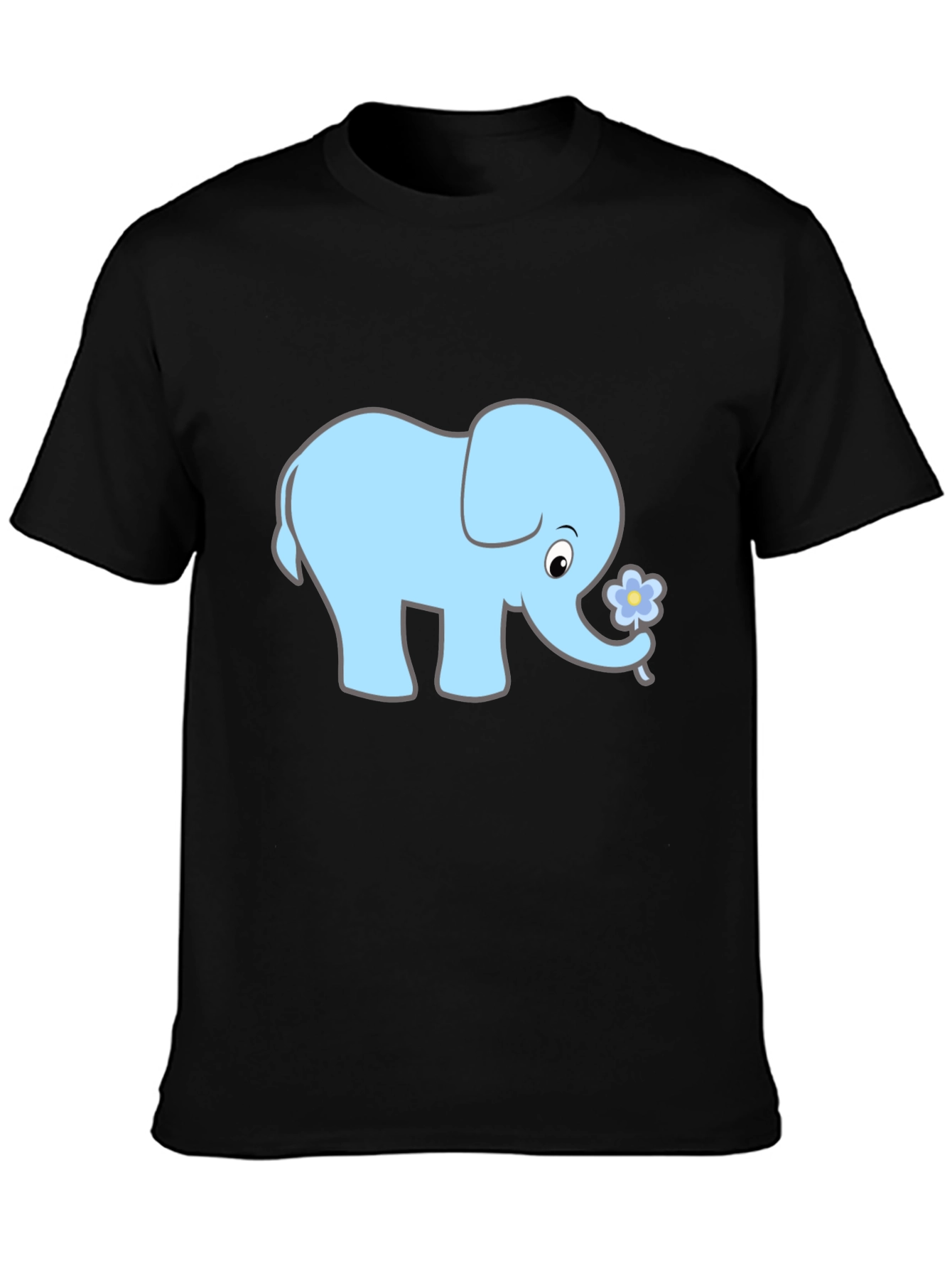 Black Cute Elephant Graphic Tee - Black view 3