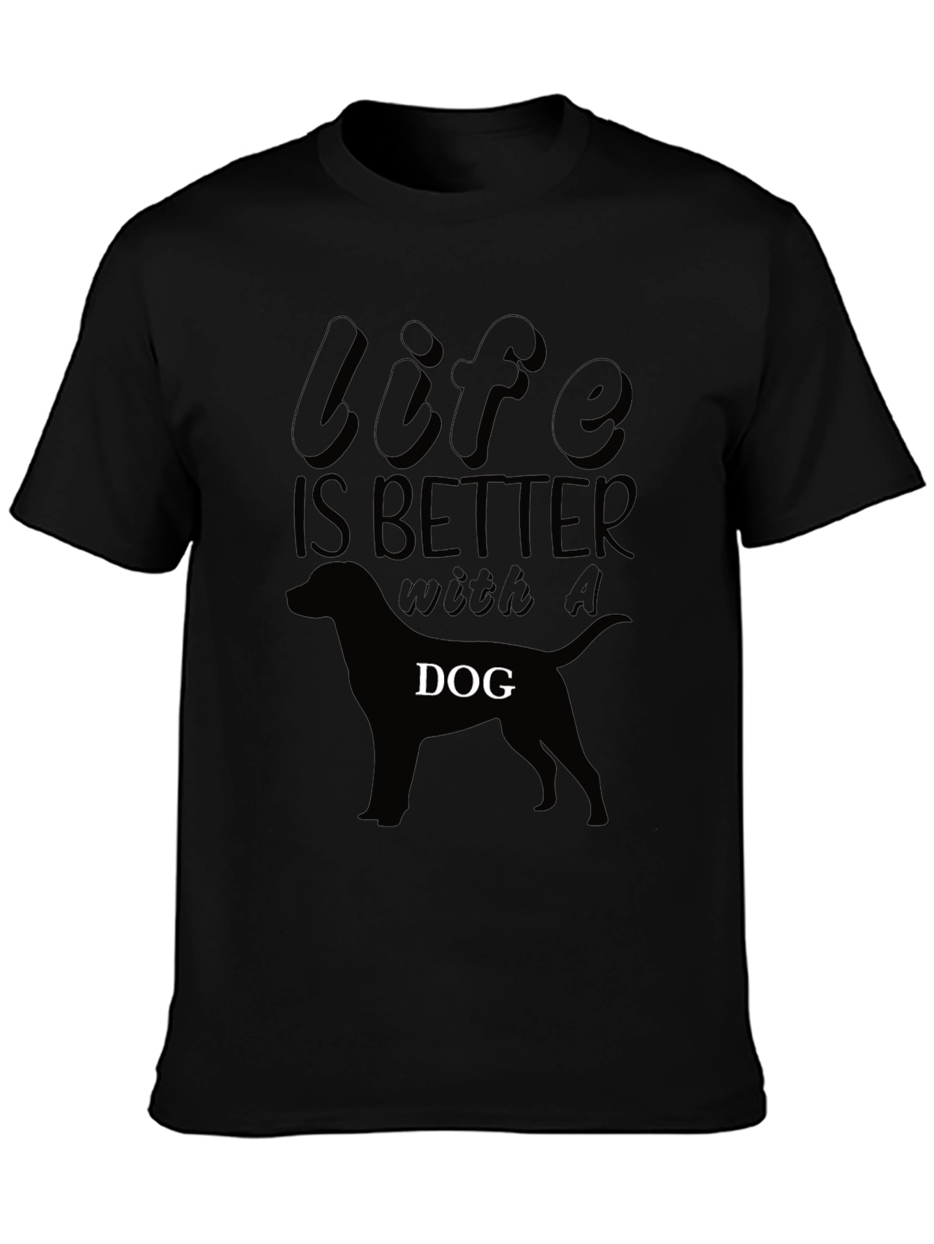 Black Life is Better With A Dog Black T-Shirt view 3