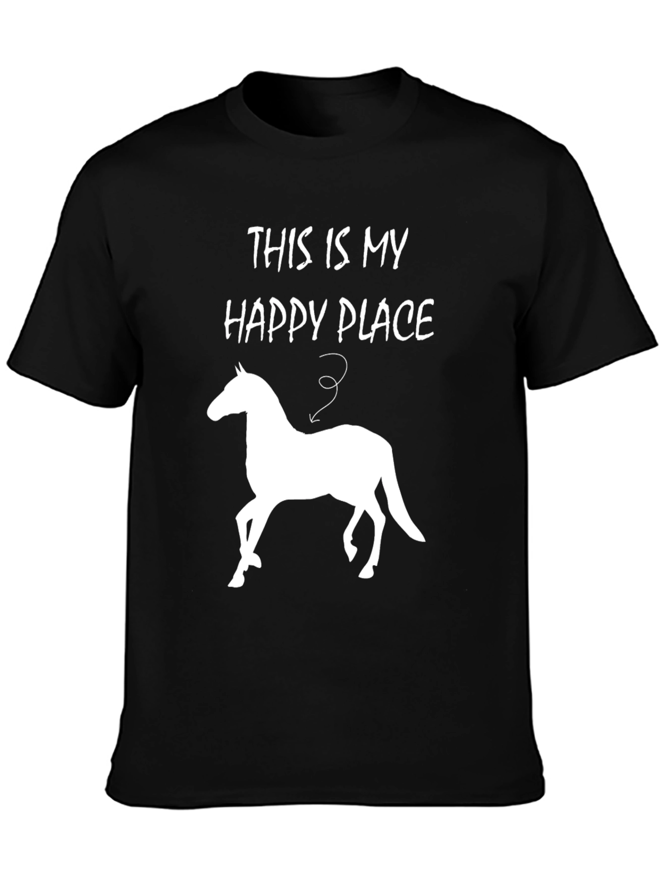 Happy Place Horse T-Shirt - Men's Black Tee - 3