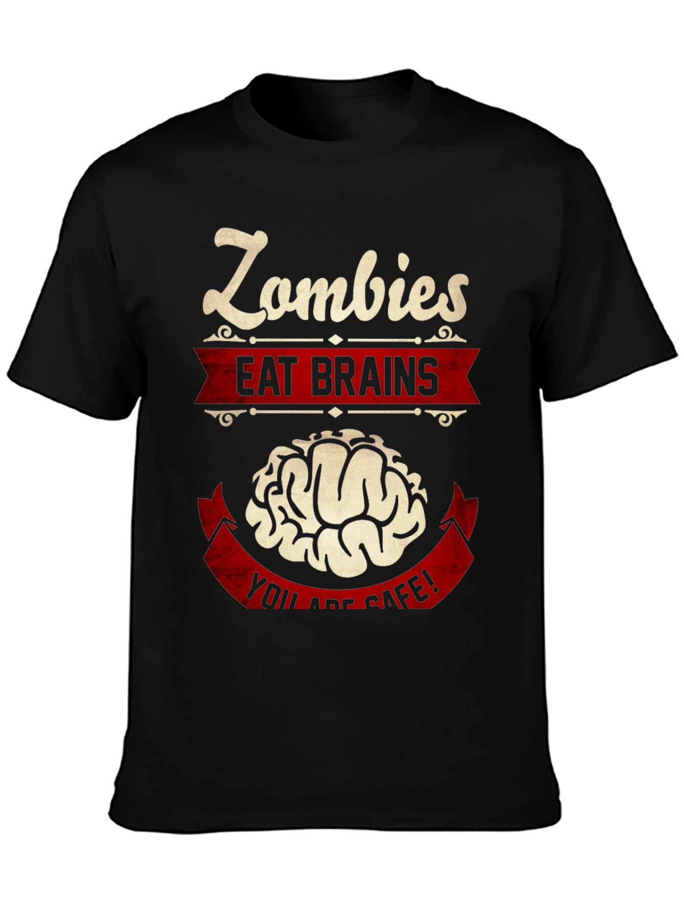 Black Zombies Eat Brains Graphic T-Shirt - Humor Tee view 3