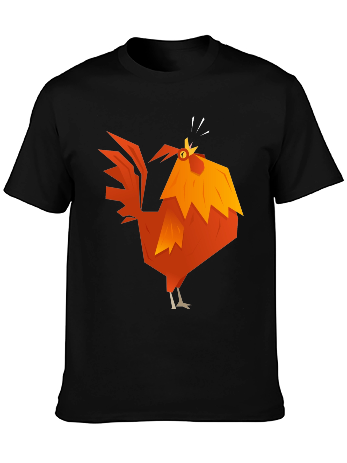 Black Geometric Rooster Graphic Tee - Black Cotton Blend view 3