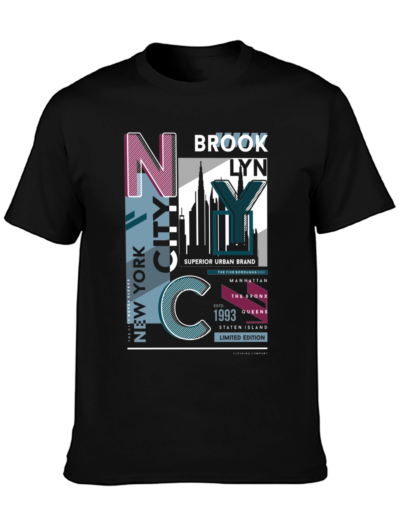 Black New York City Graphic Print T-Shirt view 3