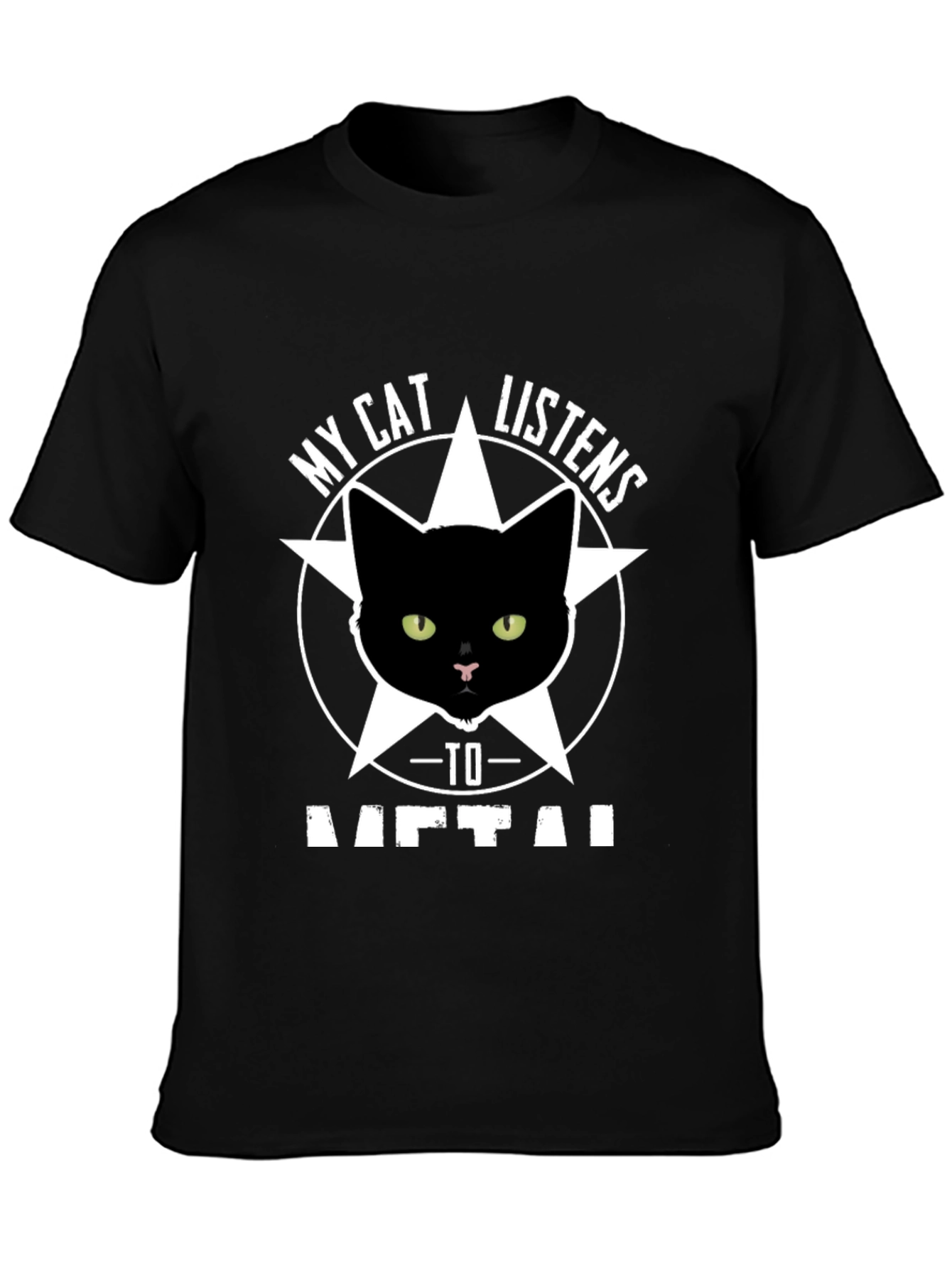 Black My Cat Listens to Metal T-Shirt view 3