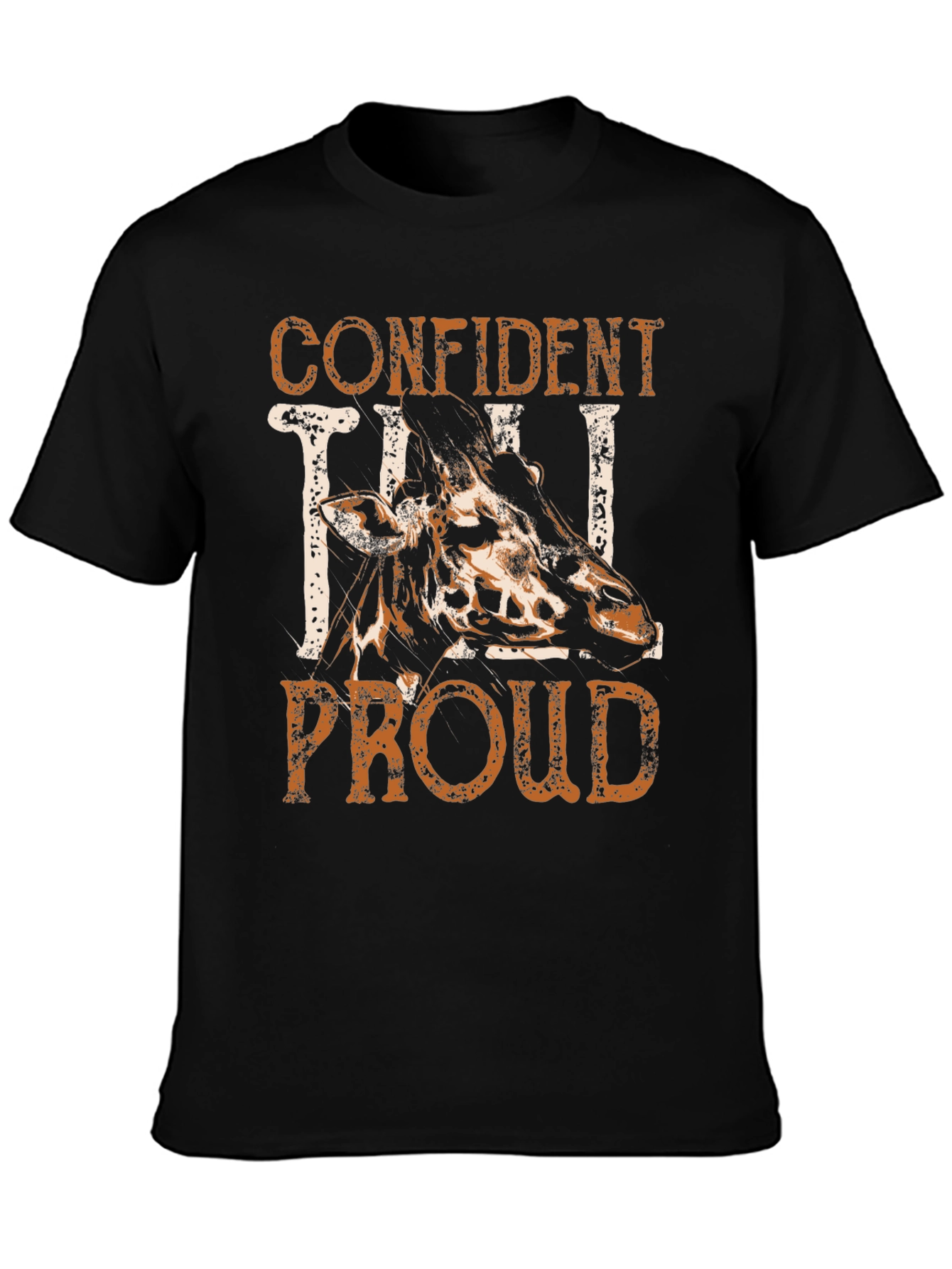 Black Confident Tall Proud Giraffe Graphic Tee view 3