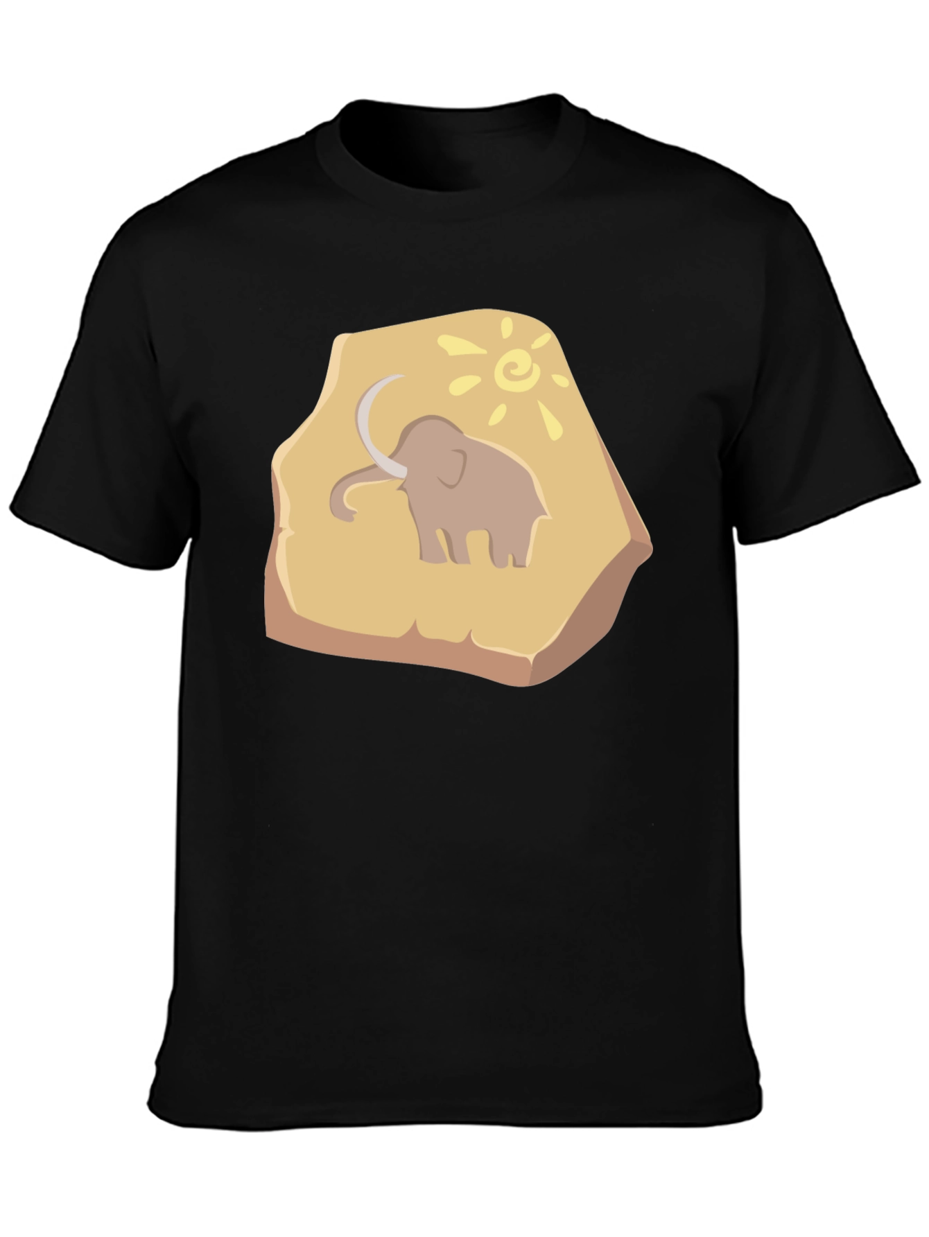 Black Mammoth Fossil Graphic Tee - Black Cotton T-Shirt view 3