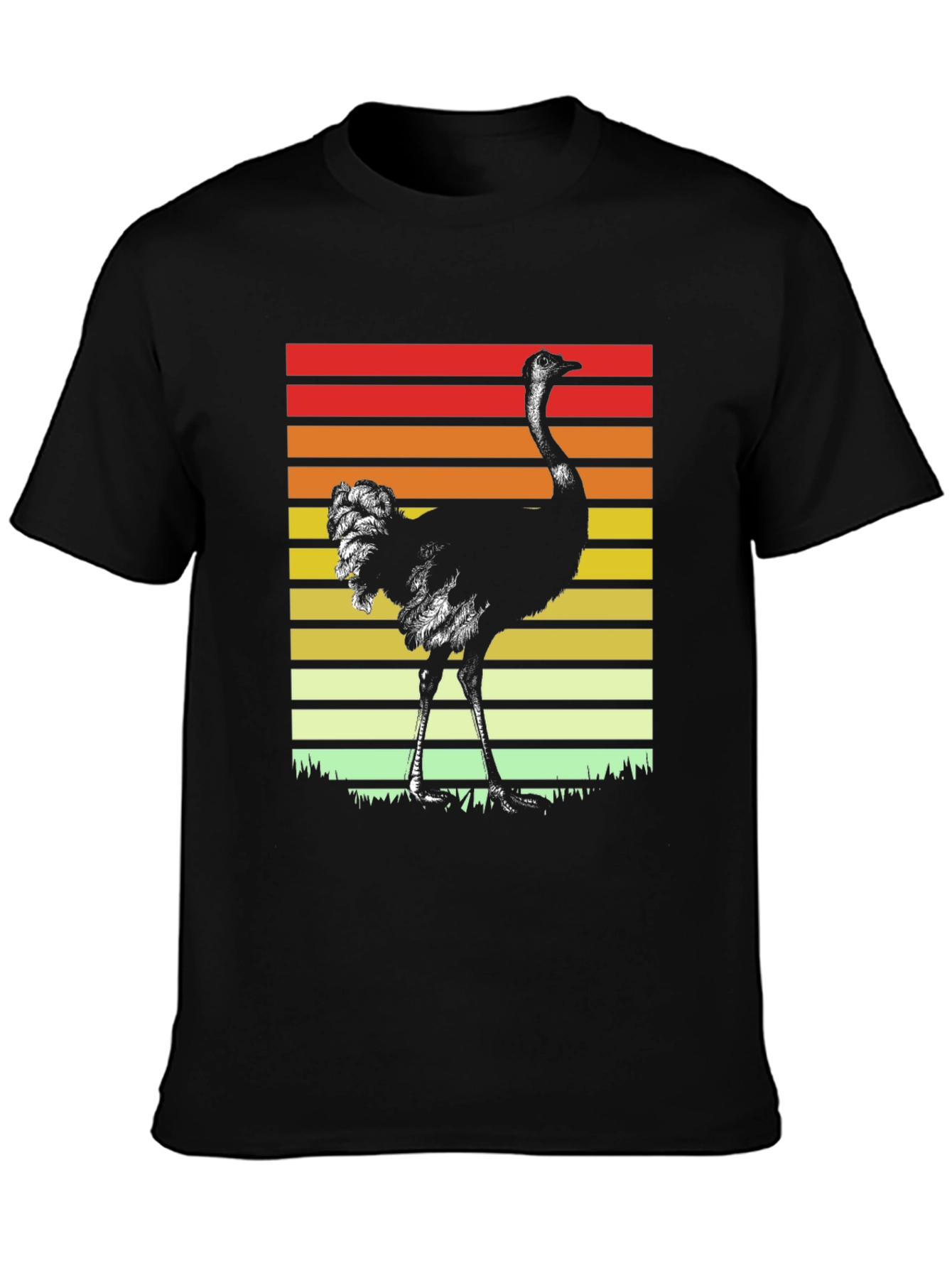 Black Retro Ostrich Sunset T-Shirt view 3