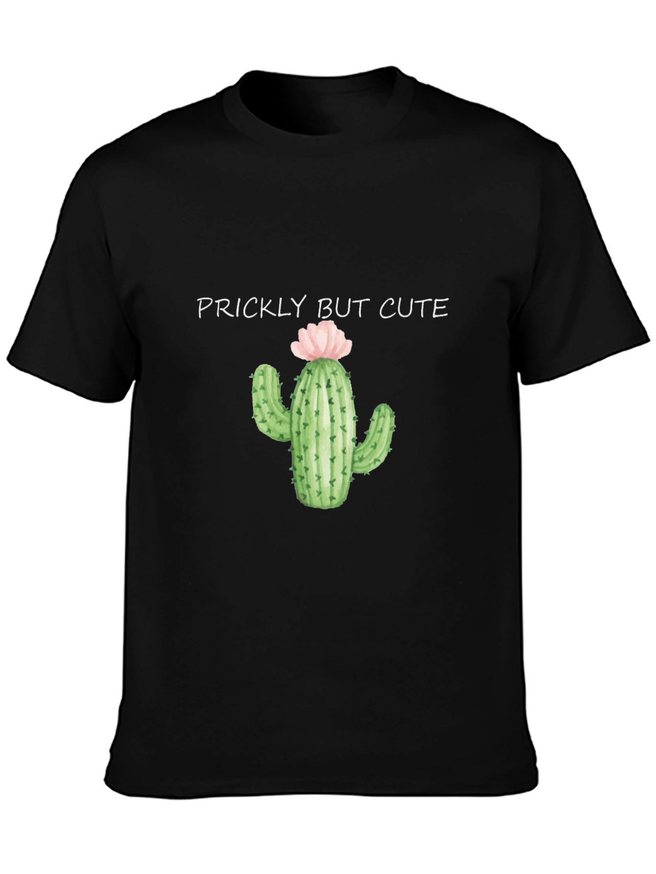 Black Prickly But Cute Cactus Graphic Black T-Shirt view 3