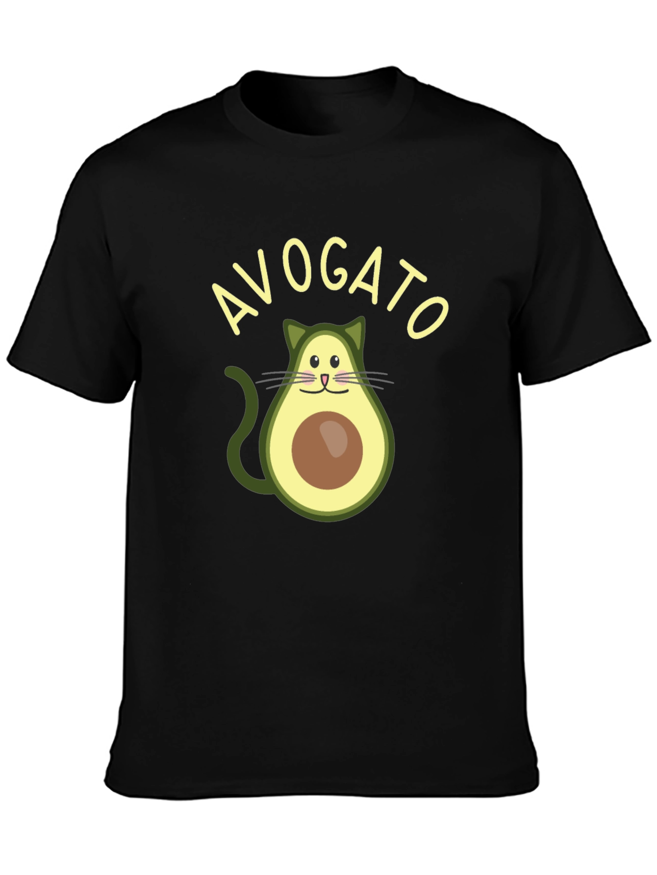 Black Avogato T-Shirt - Funny Avocado Cat Graphic Tee view 3