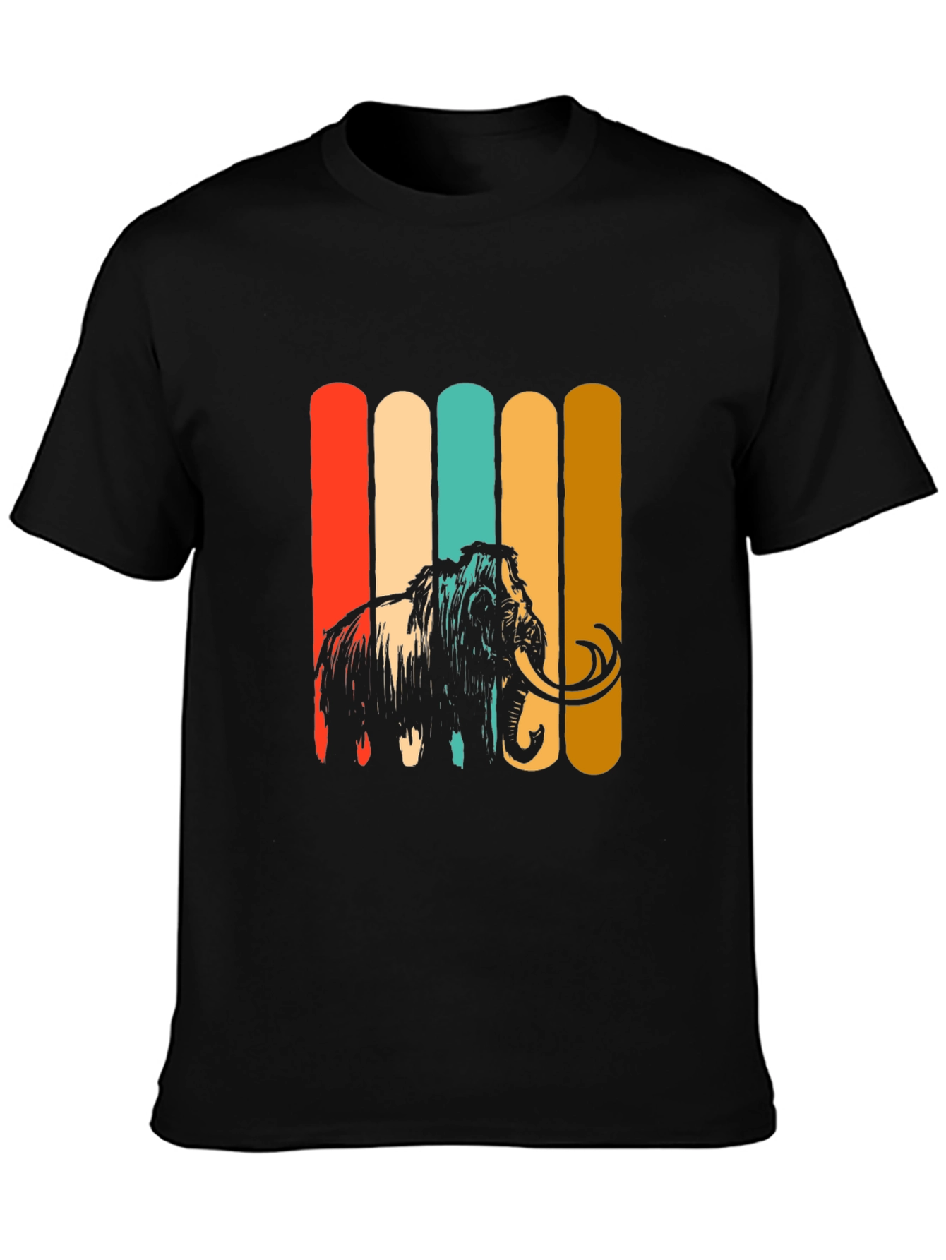 Black Retro Mammoth Graphic Tee - Vintage Style T-Shirt view 3