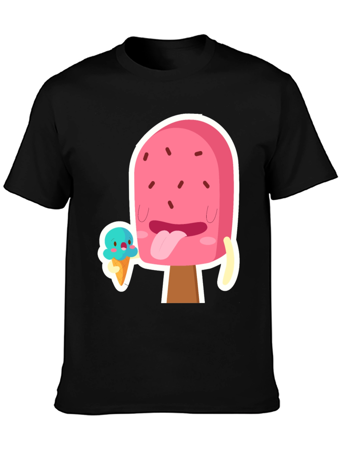 Black Cartoon Popsicle Graphic T-Shirt view 3