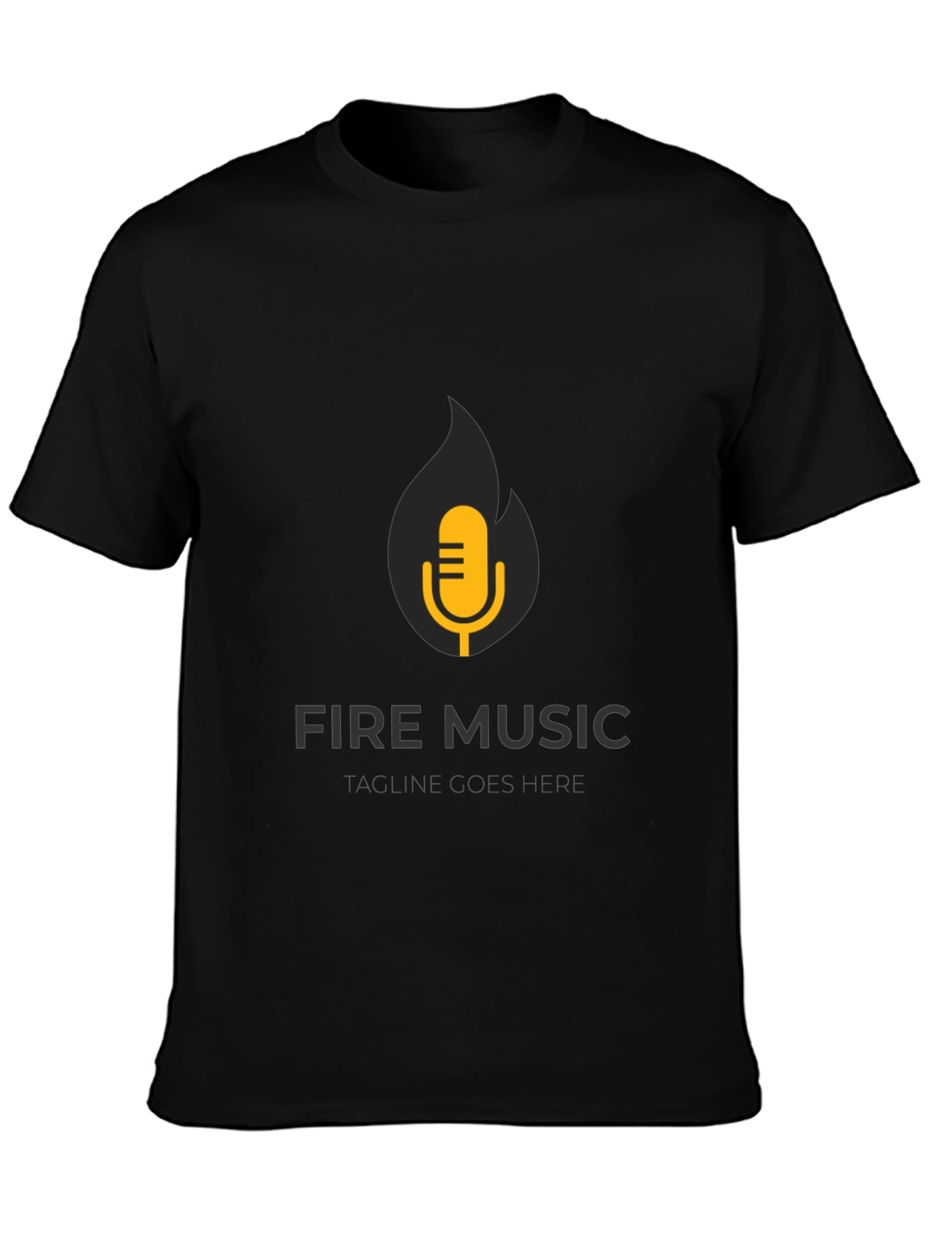 Black Fire Music Graphic Tee - Black Cotton T-Shirt view 3