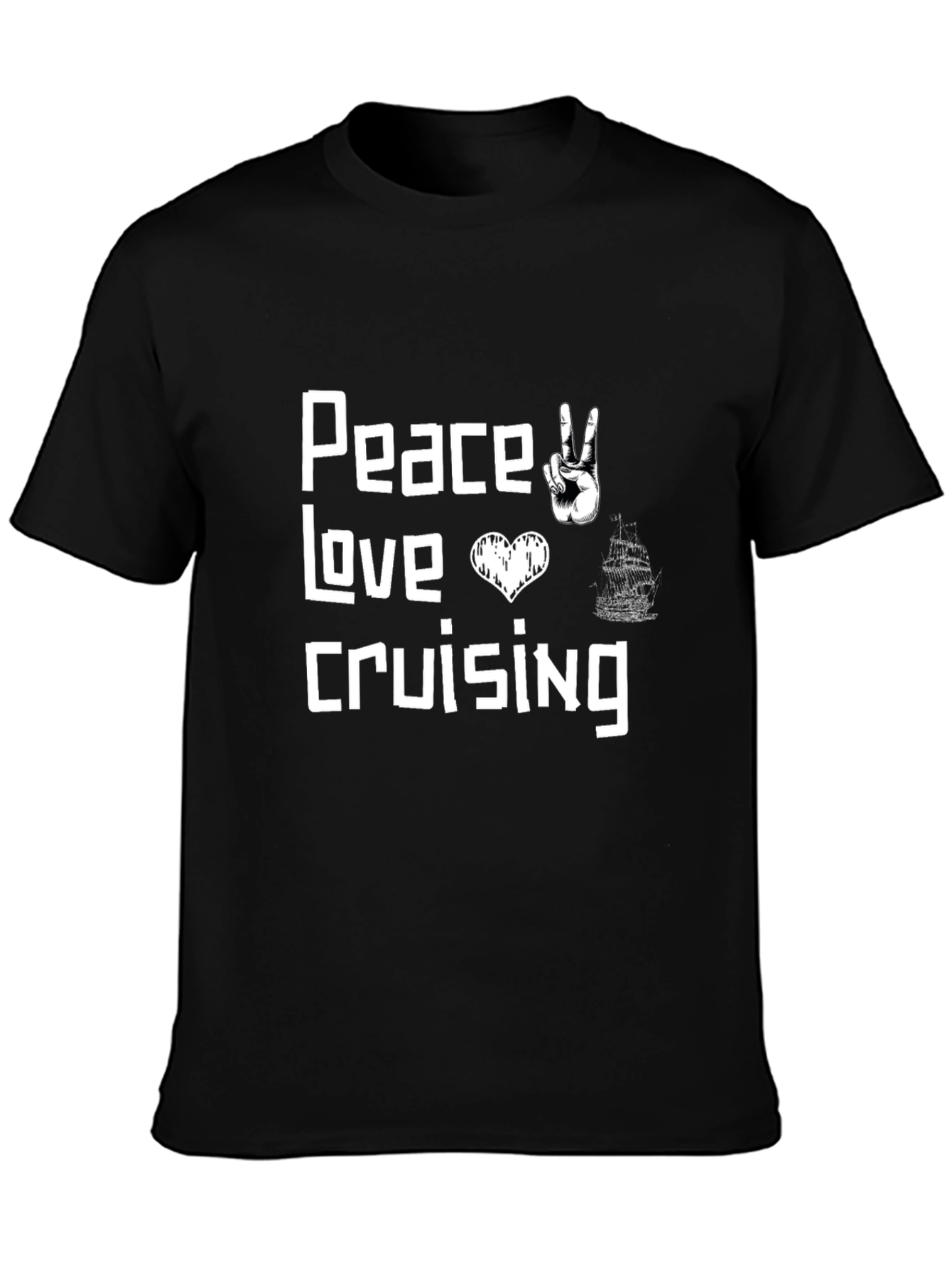 Black Peace Love Cruising T-Shirt - Black Graphic Tee view 3
