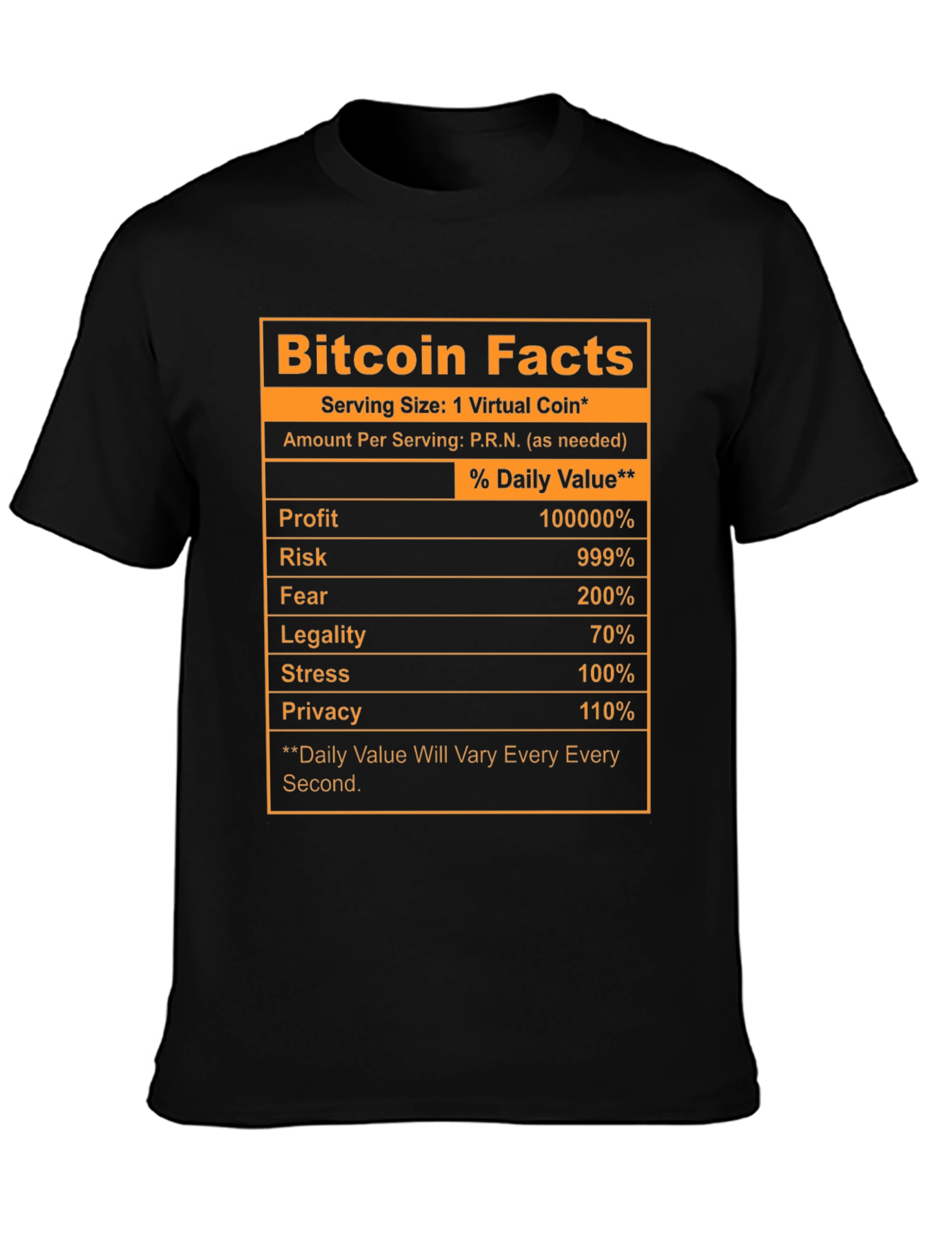 Black Bitcoin Facts Novelty T-Shirt view 3