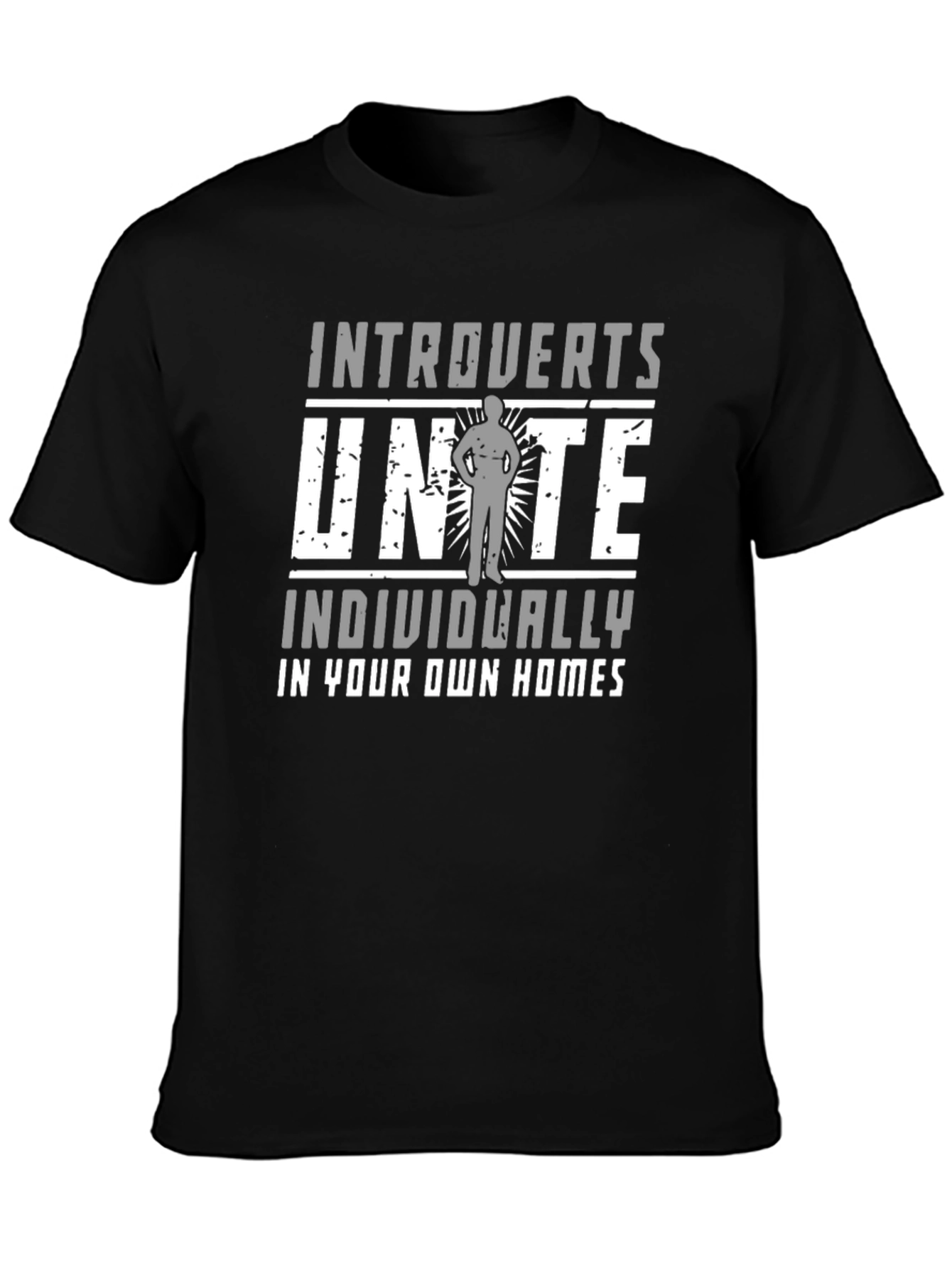 Black Introverts Unite T-Shirt - Individually view 3