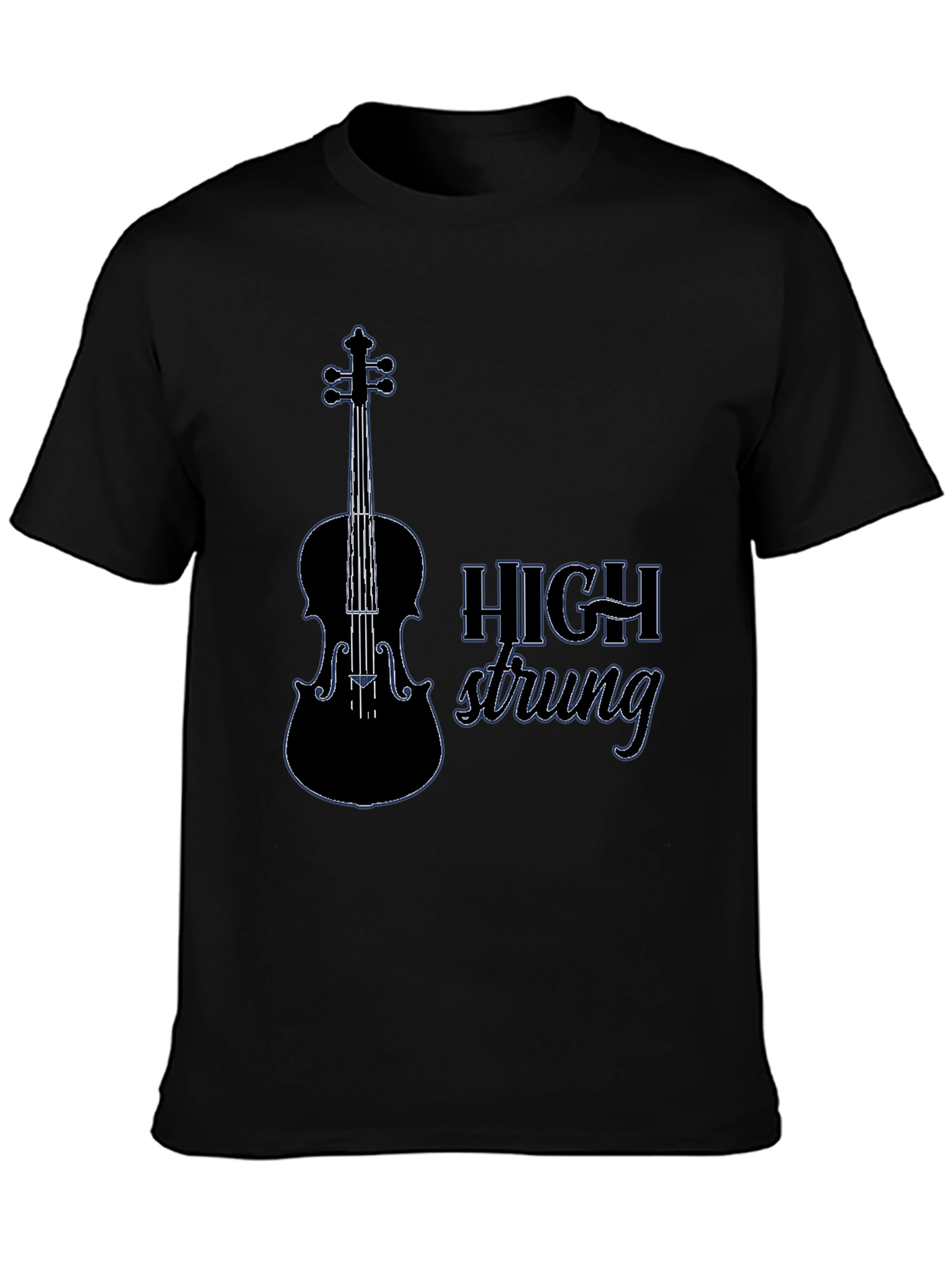 Black High Strung Violin T-Shirt - Music Lover Tee view 3