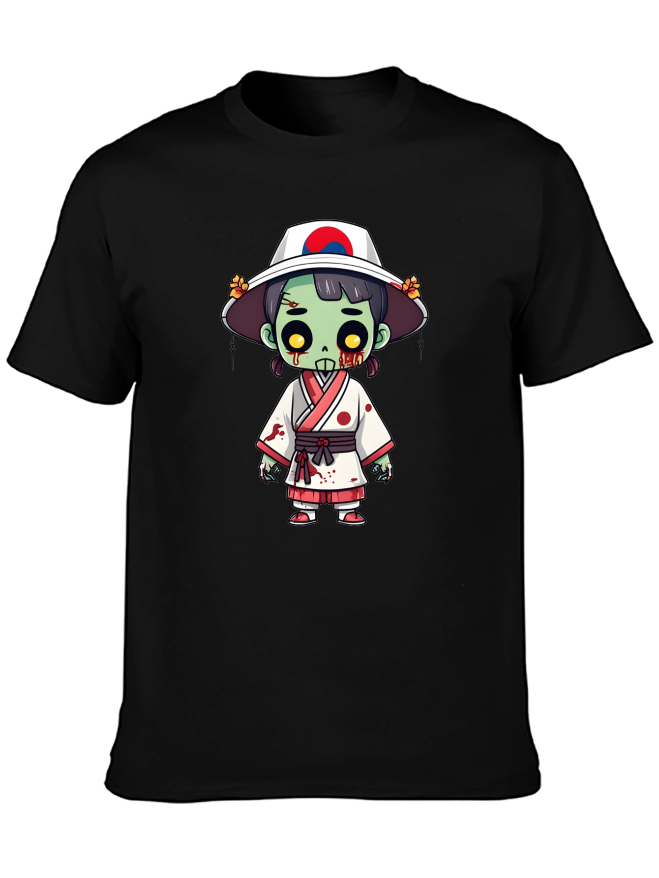 Black Zombie Girl T-Shirt - Spooky Korean Style view 3