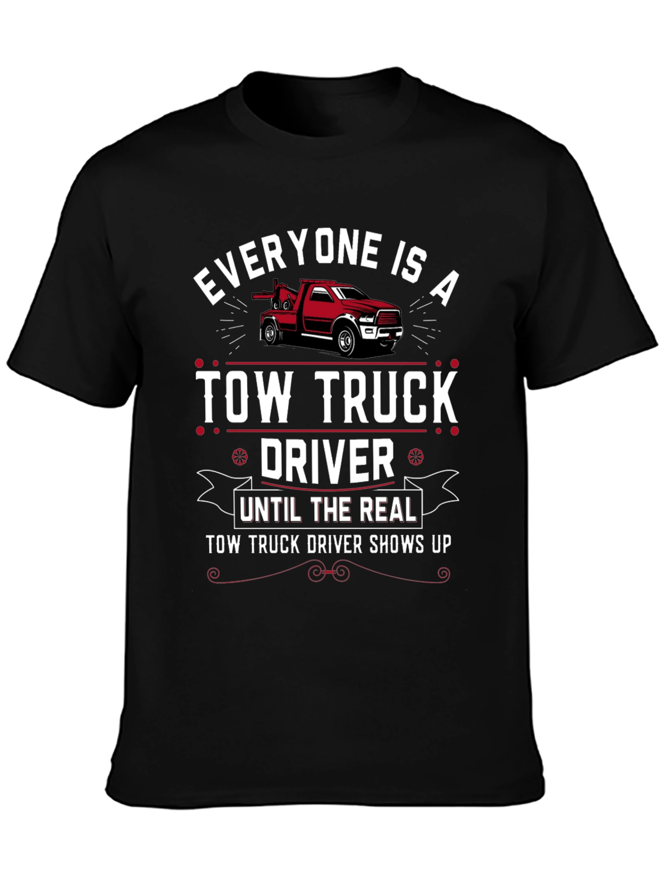 Black Tow Truck Driver T-Shirt view 3