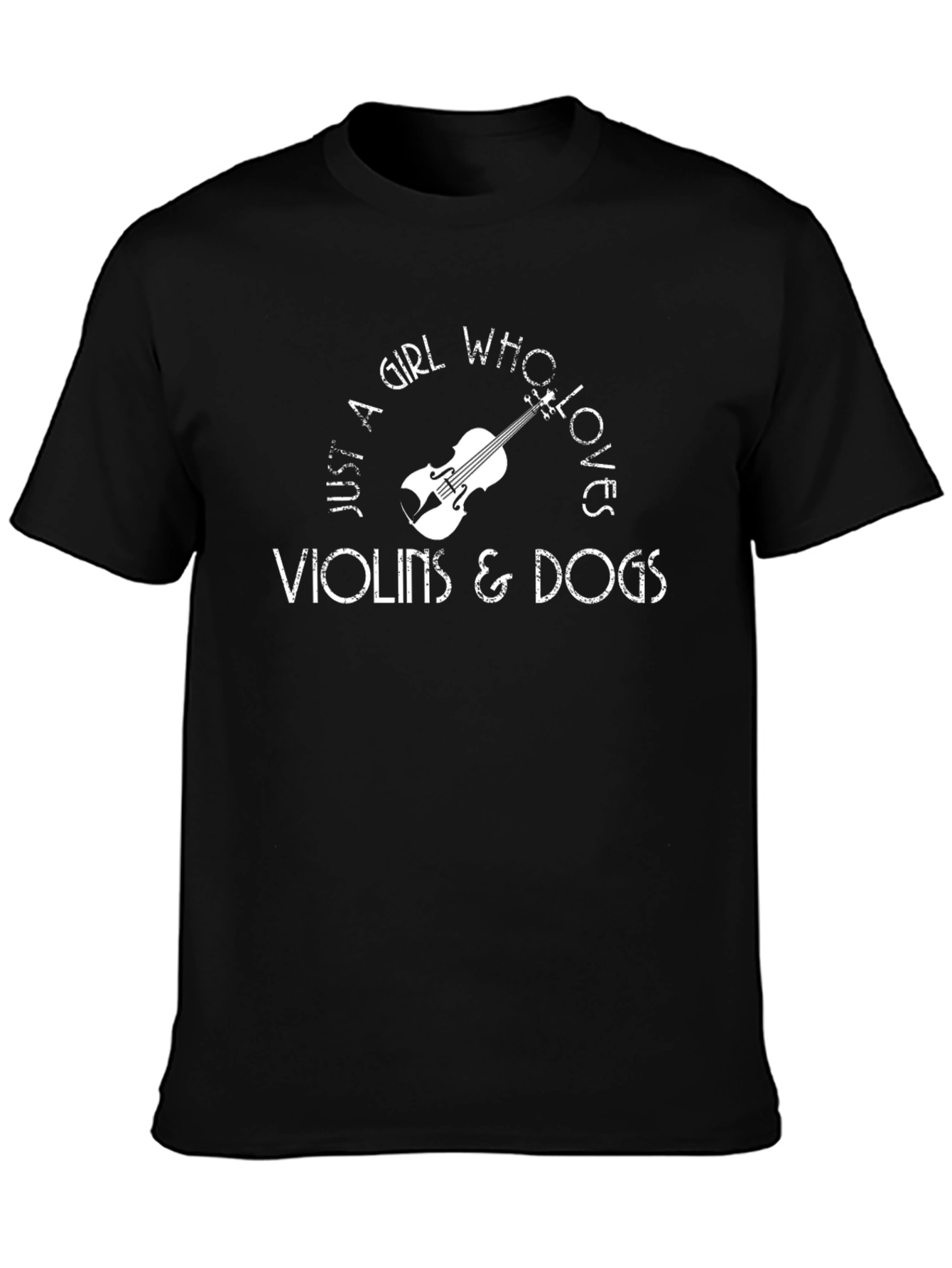 Black Violins & Dogs Lover T-Shirt - Black view 3