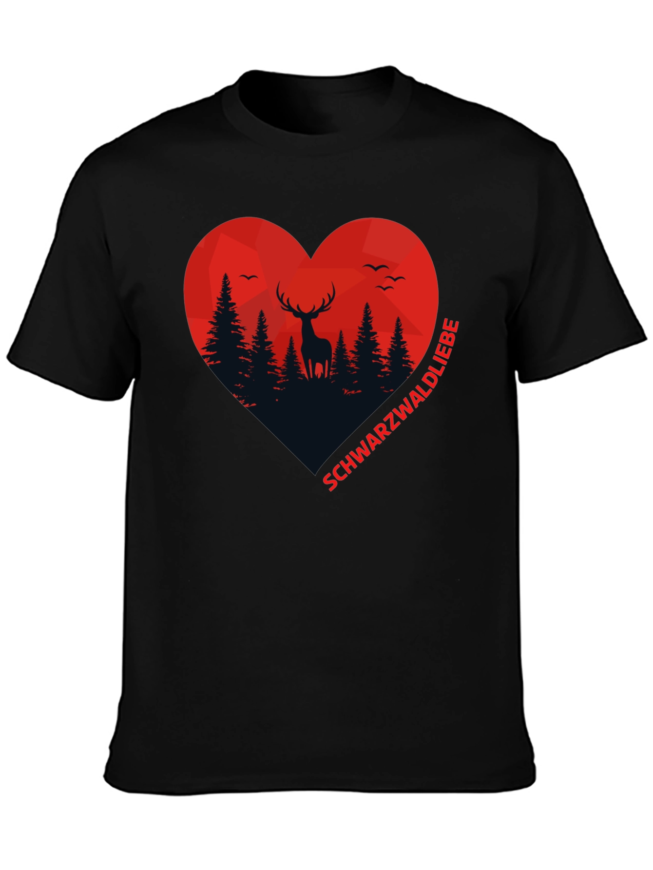 Black Black Forest Deer Heart Graphic T-Shirt view 3