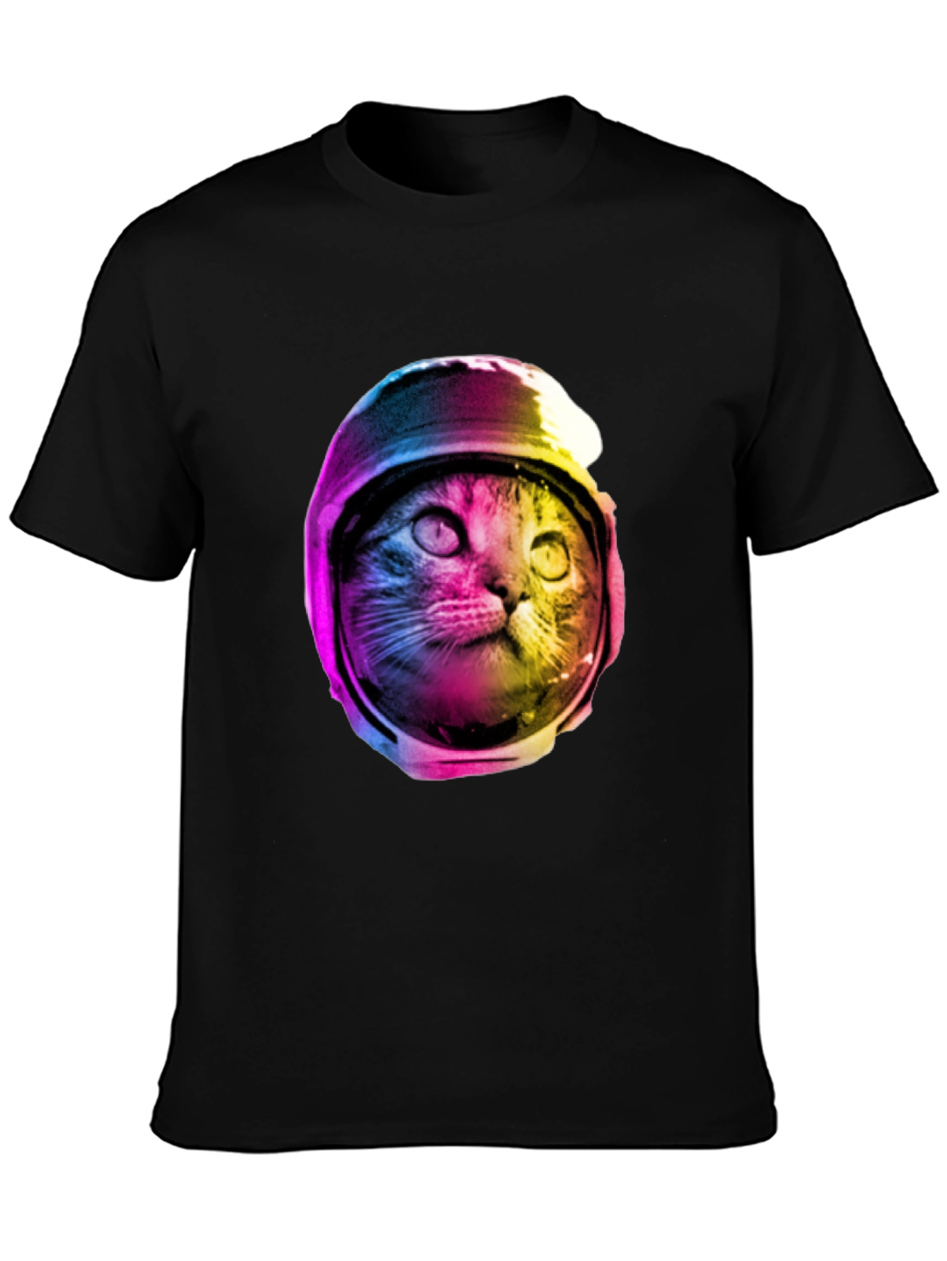 Black Cosmic Cat T-Shirt - Astronaut Kitty Tee view 3