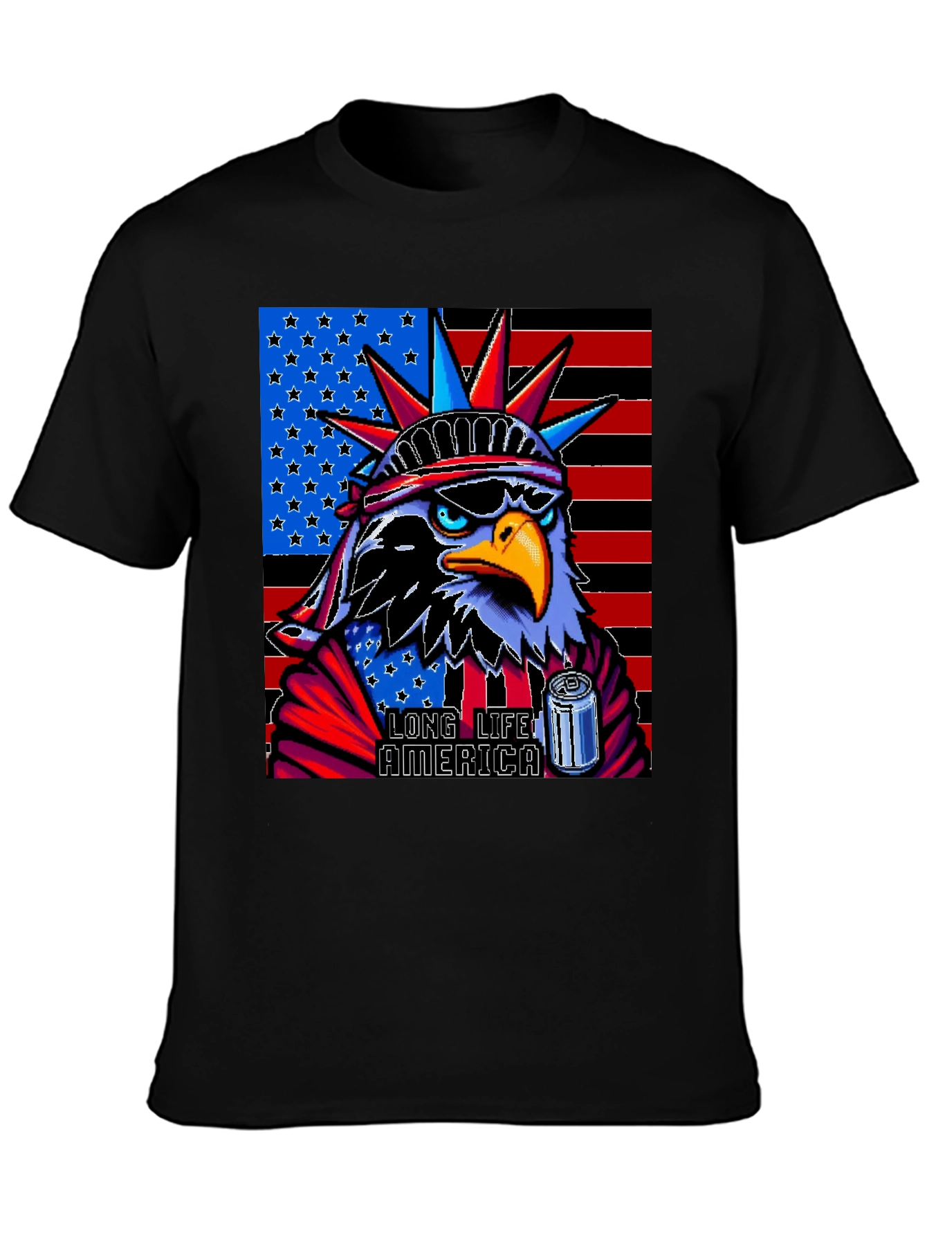 Black Patriotic Eagle T-Shirt: Long Live America! view 3