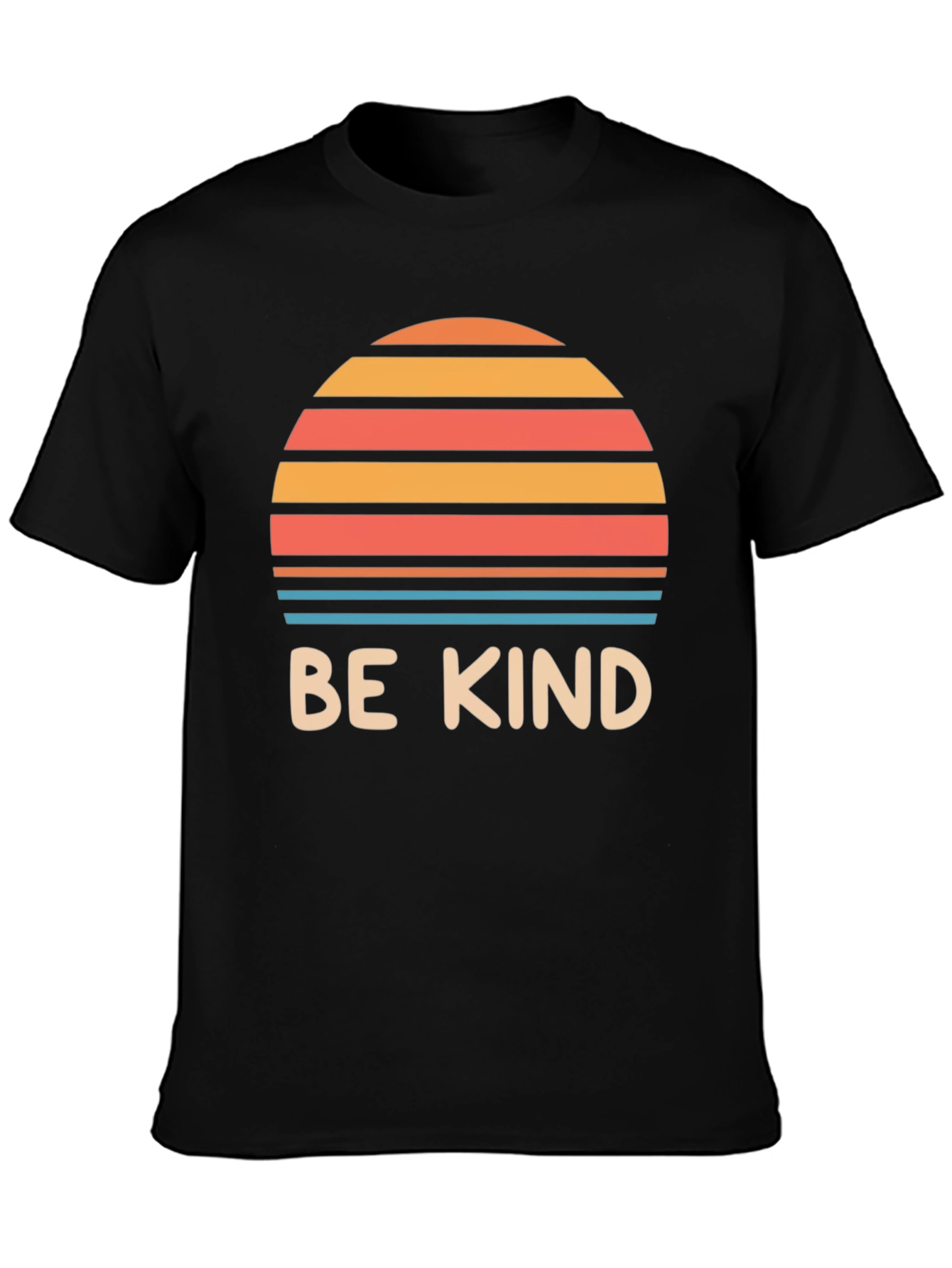 Black Be Kind Retro Sunset Graphic Tee - Black Cotton Blend view 3