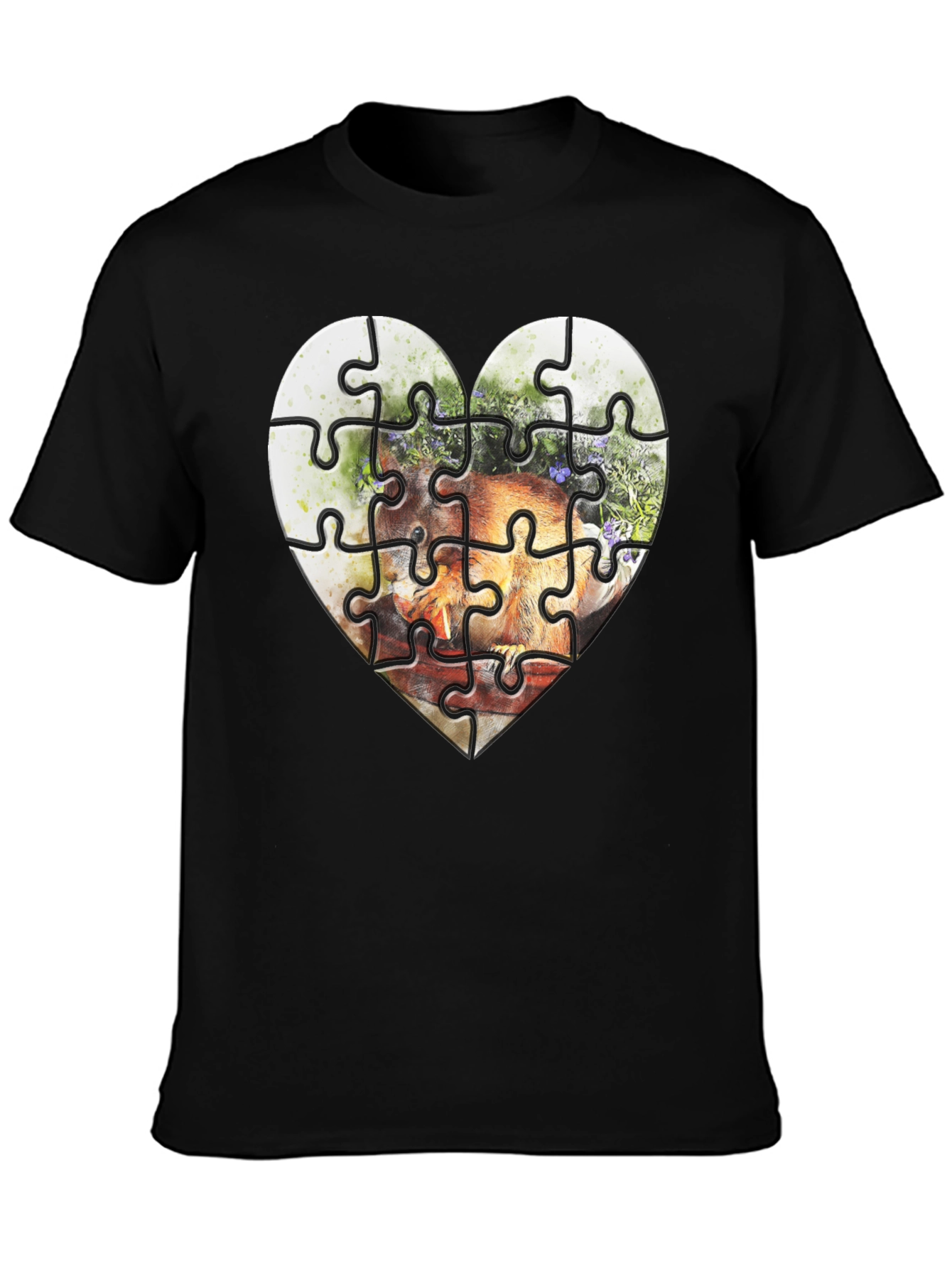 Black Heart Puzzle Graphic Tee - Unique Design view 3