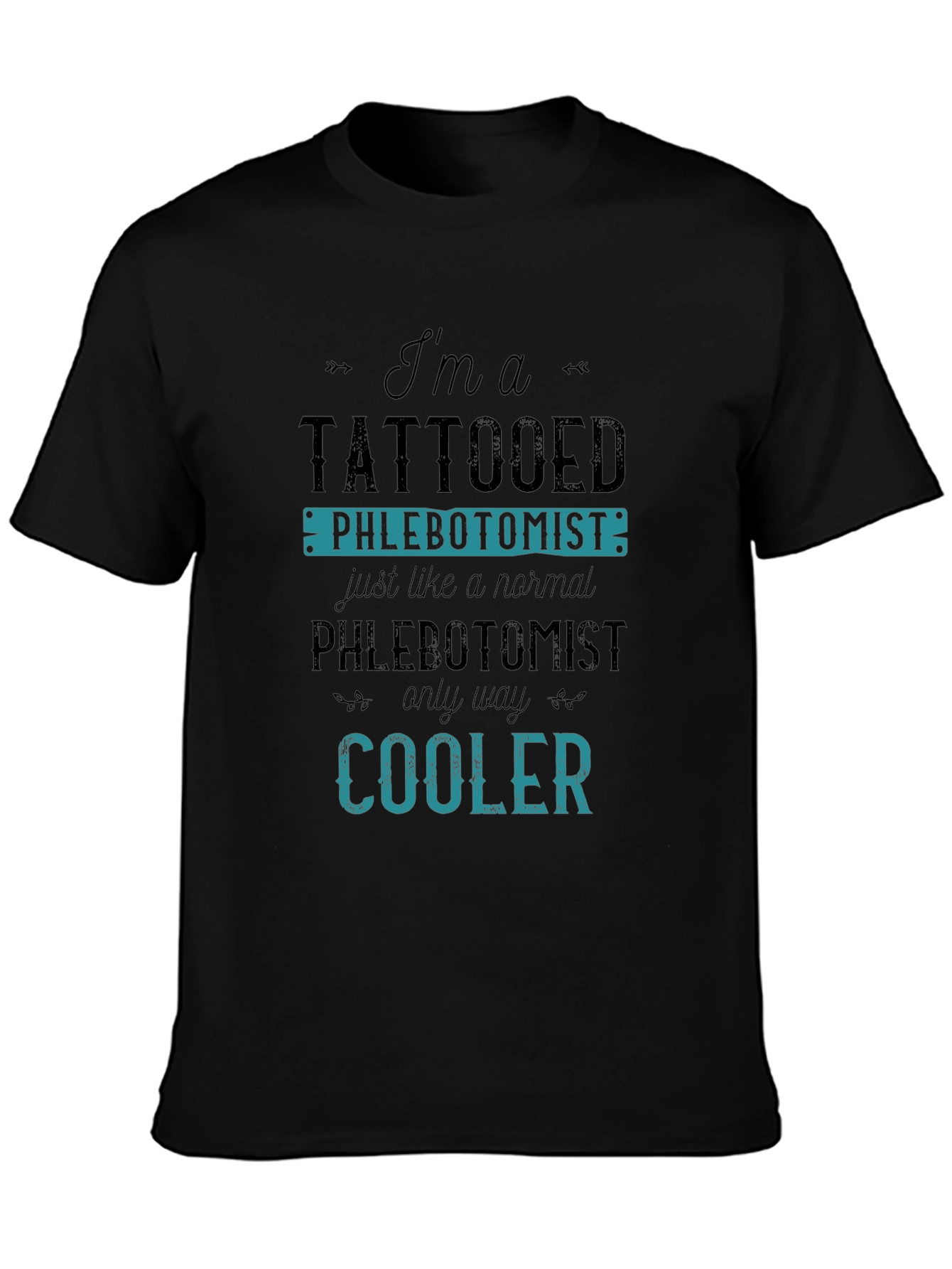 Black Tattooed Phlebotomist T-Shirt - Cool Medical Apparel view 3