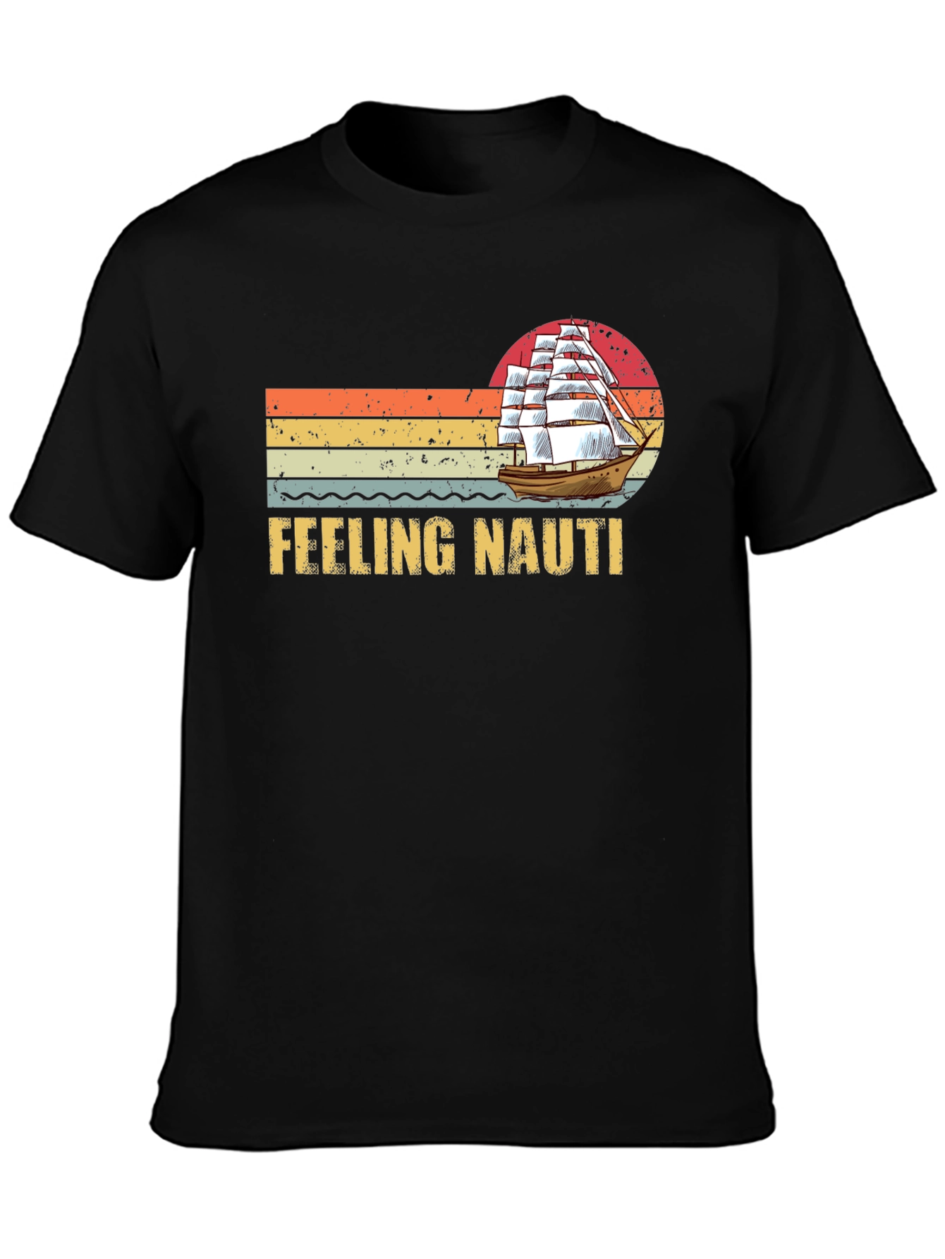 Black Feeling Nauti T-Shirt - Vintage Sailboat Design view 3