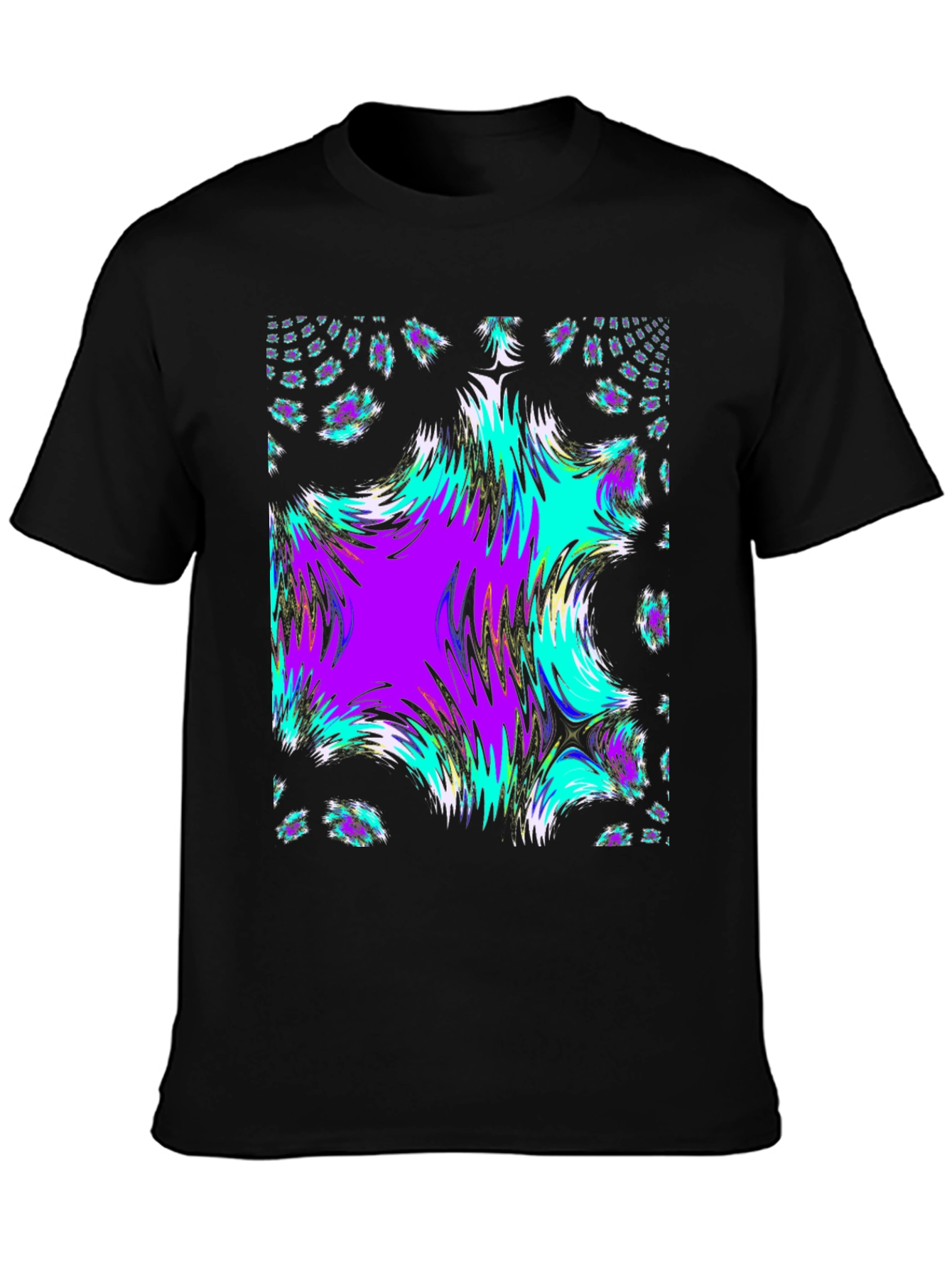 Black Abstract Fractal Black T-Shirt view 3